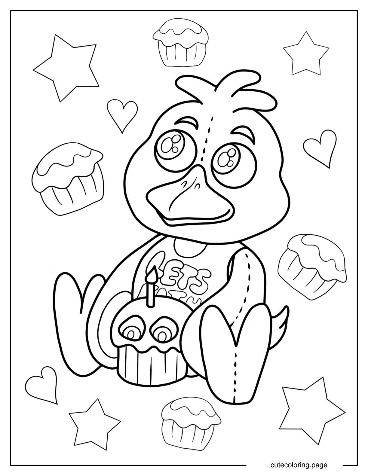 Kawaii Chica With Cupcake Coloring Page coloring page