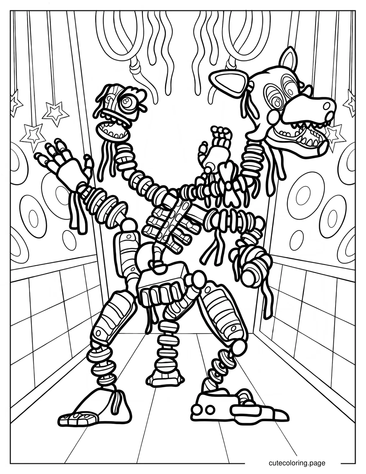 Magician Mangle Walking In Corridor Coloring Page coloring page