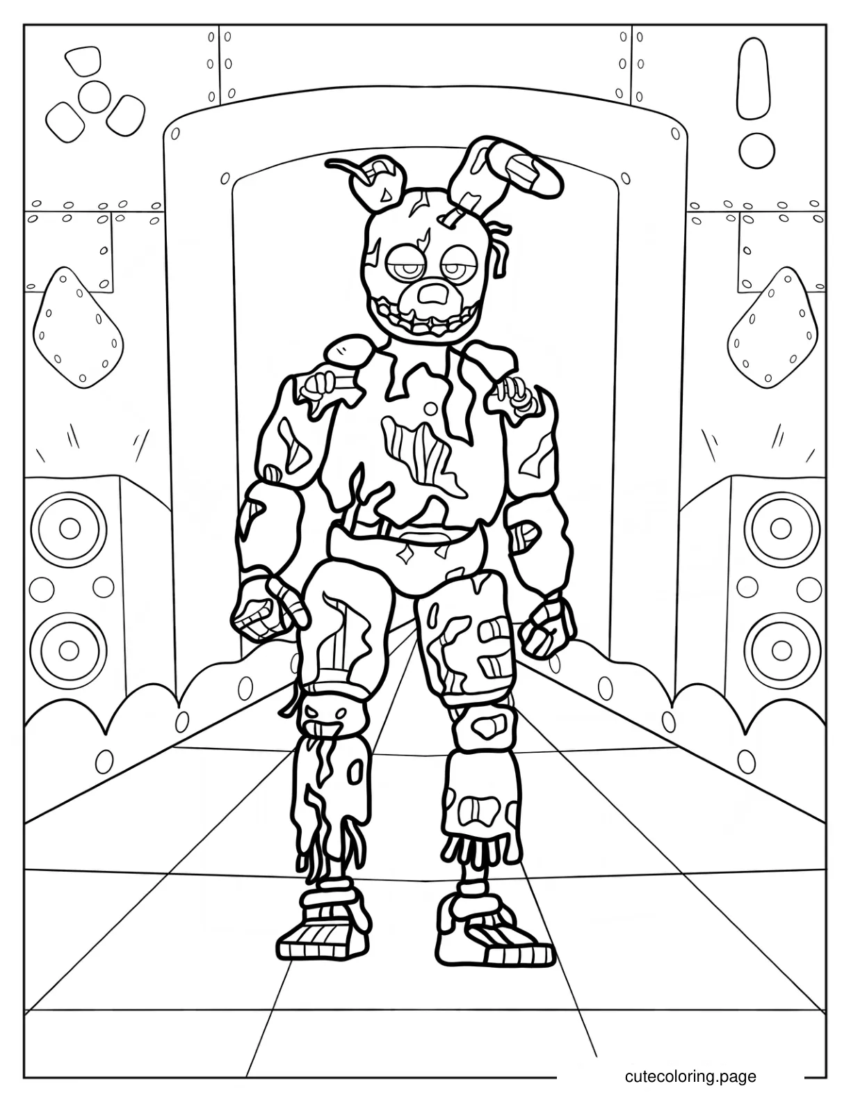 Scary Detailed Scraptrap Coloring Page coloring page