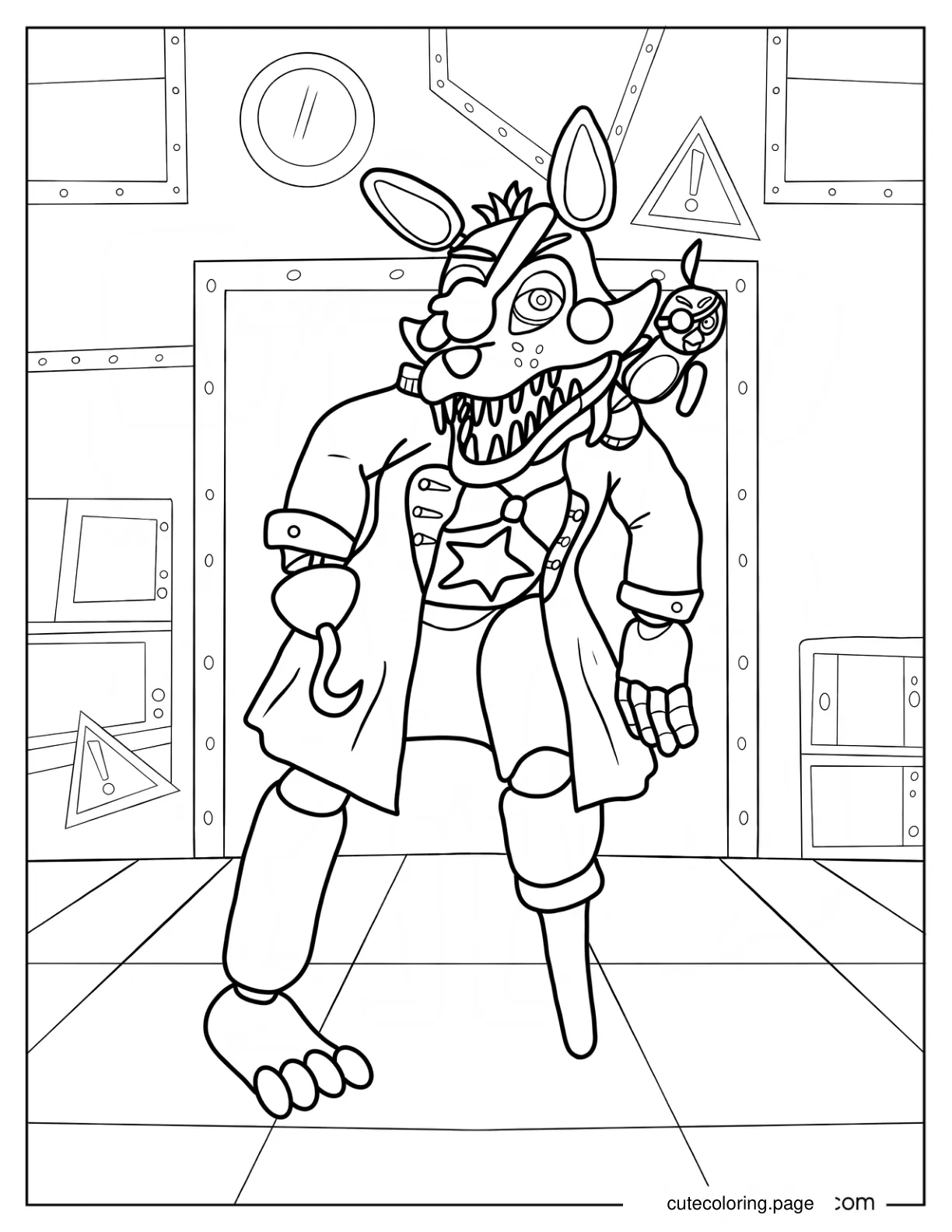 Scary Rocktar Foxy Coloring Sheet For Kids coloring page