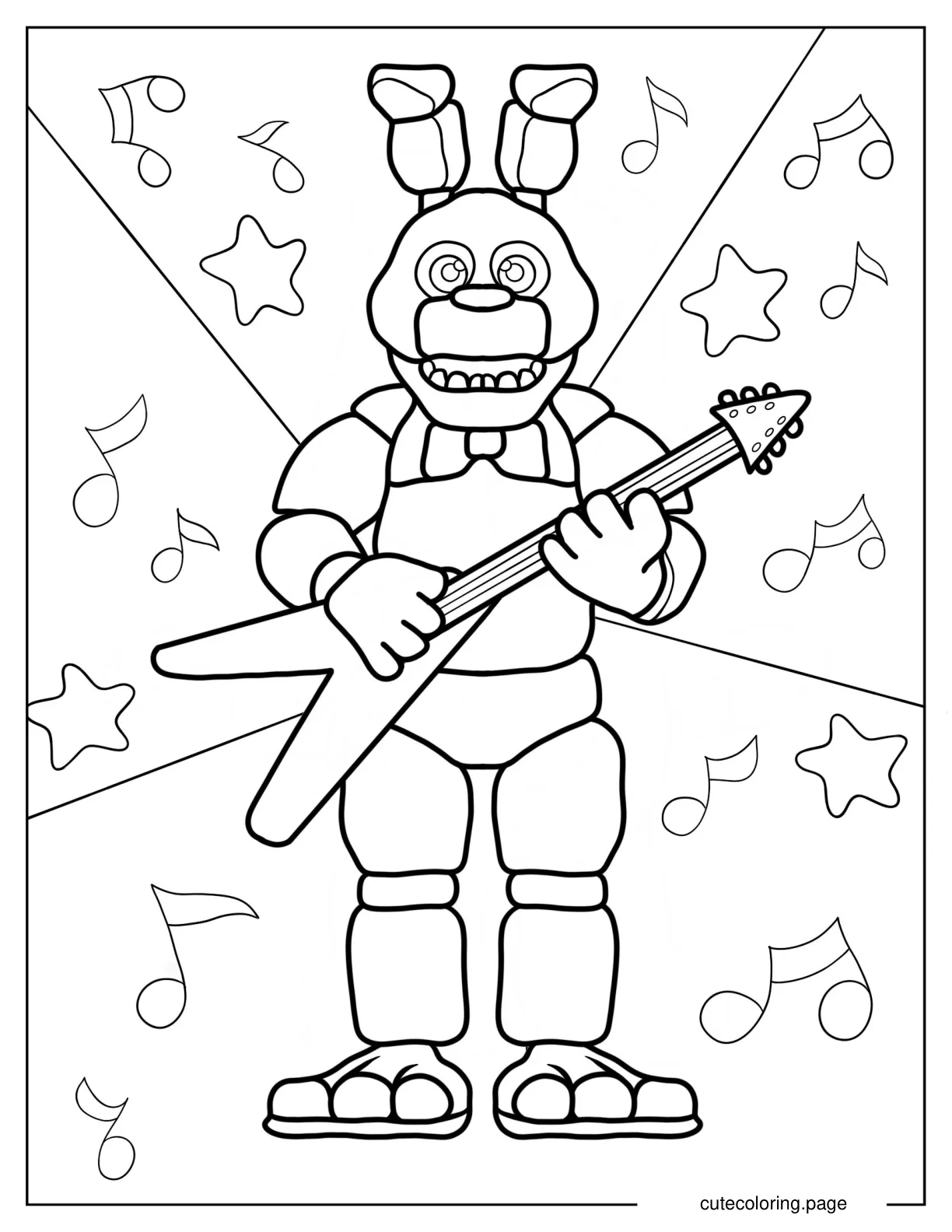 Simple Five Night At Freddie_s Bonnie Playing Guitar coloring page