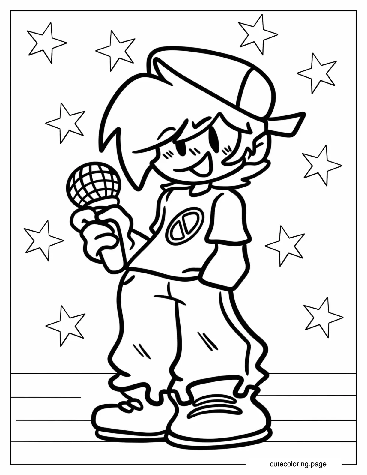 Adorable Boyfriend With Mic Coloring Sheet coloring page