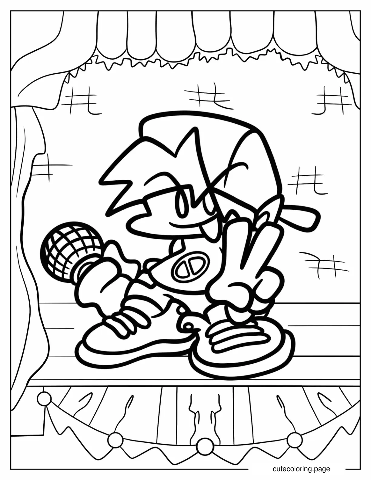 Chibi Kawaii Boyfriend Doing Peace Sign Coloring Page coloring page