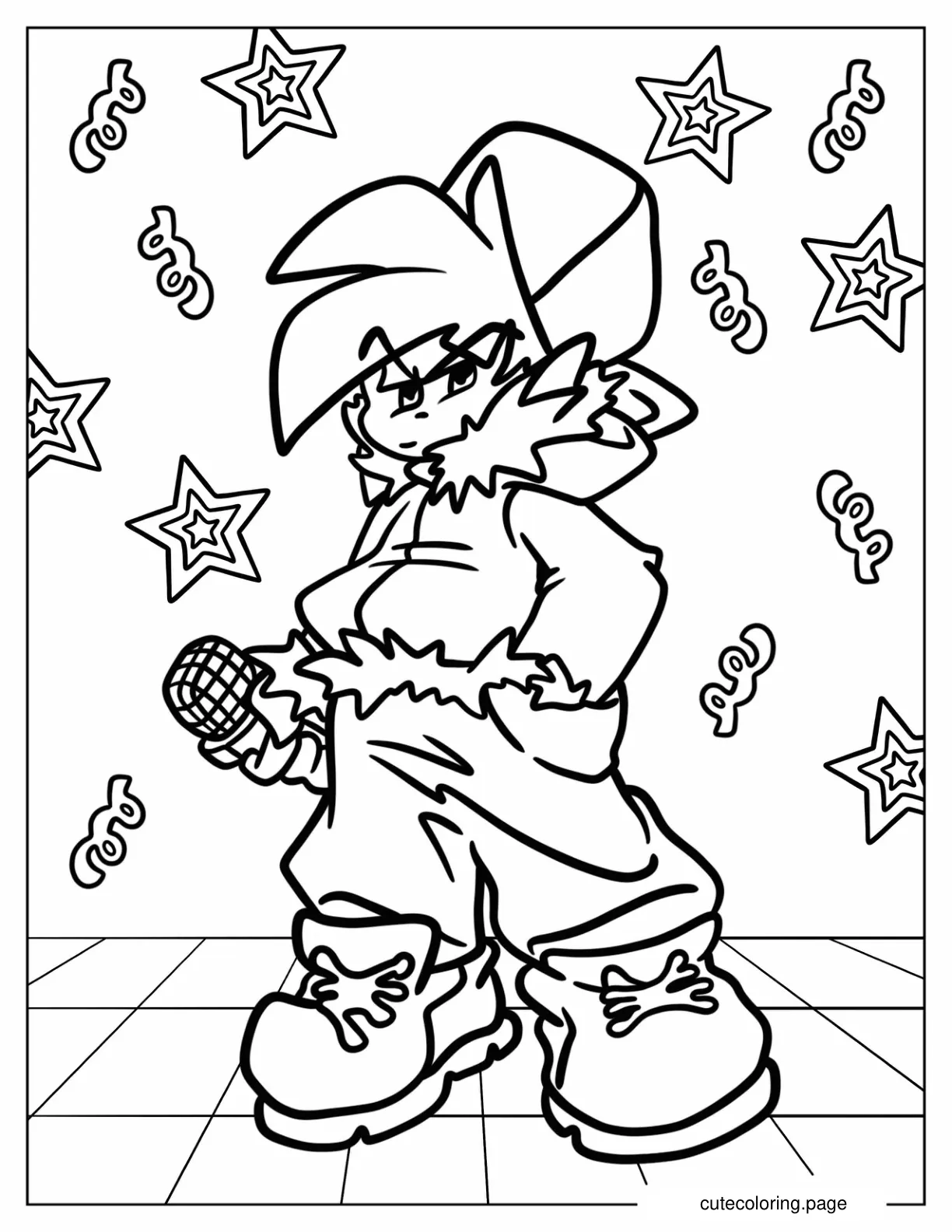 Cool Boyfriend Holding Microphone Friday Night Fukin coloring page