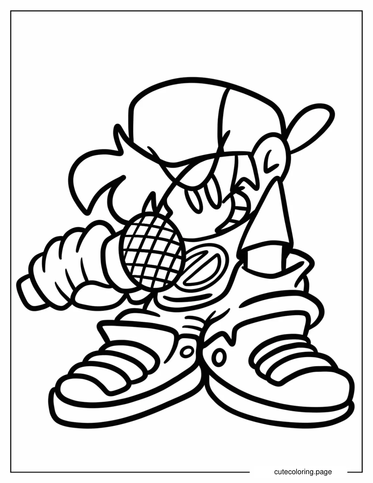 Cute Chibi Boyfriend Holding Microphone Coloring Page For Kids coloring page