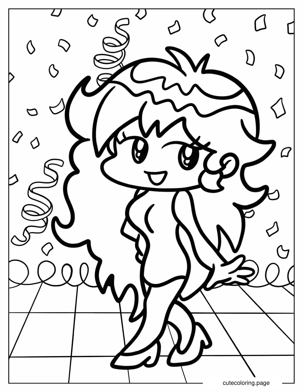 Pretty Girlfriend With Confetti Coloring Page coloring page