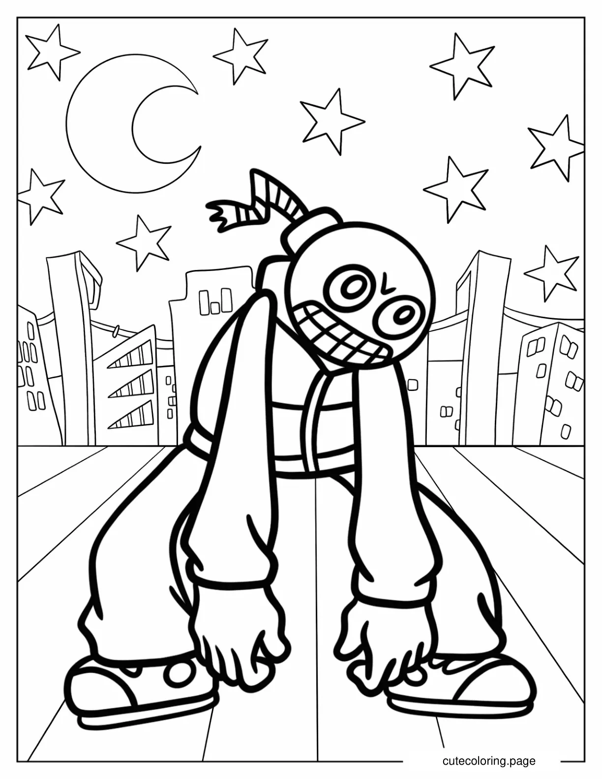 Scary Friday Night Funkin Whitty Coloring Page coloring page