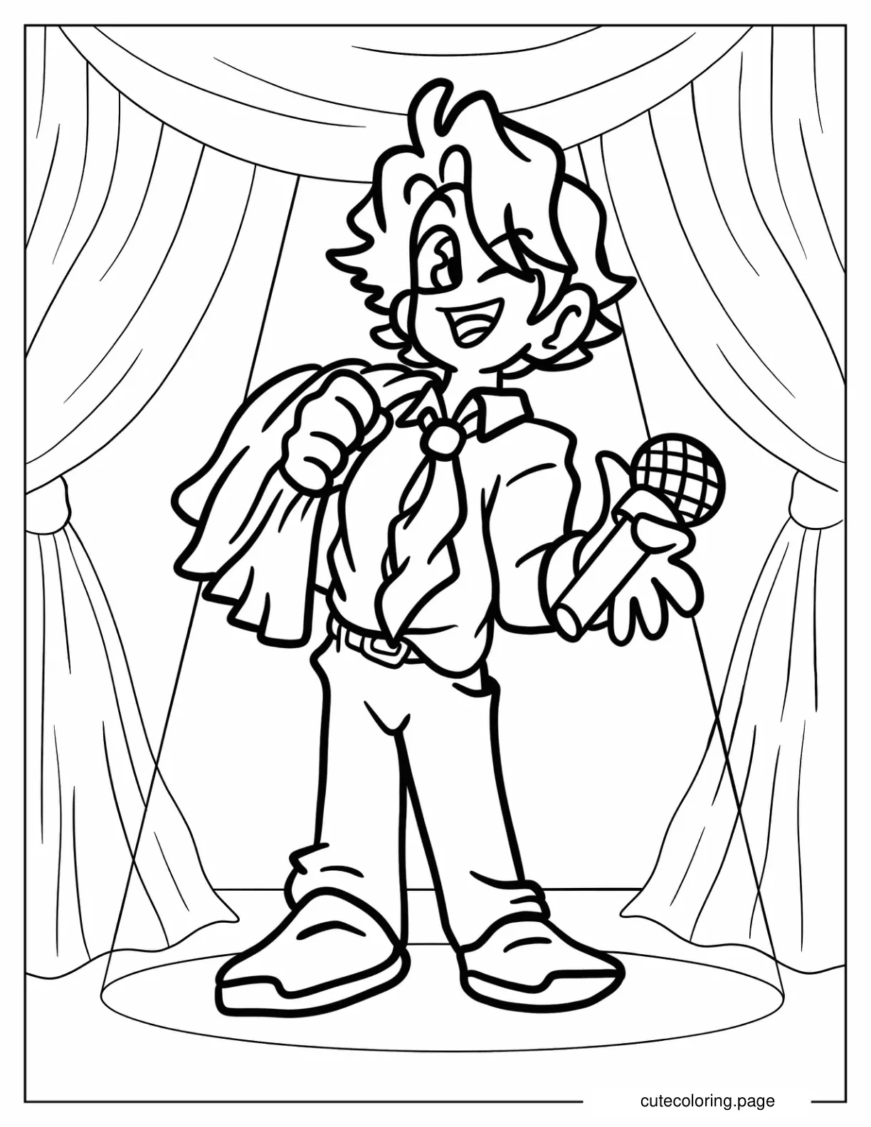 Senpai Winking On Stage With Microphone Coloring Sheet coloring page