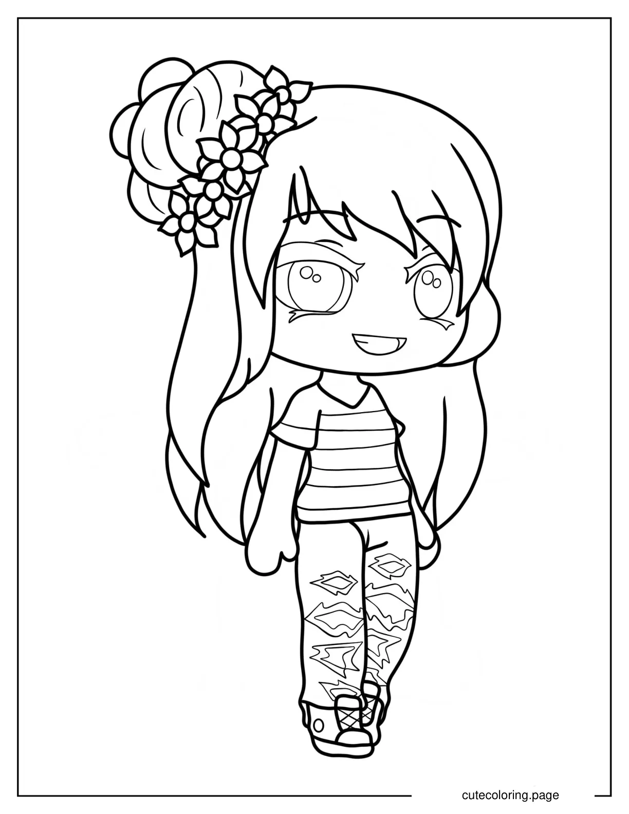 Gacha Life Girl Smiling Outline Coloring Page coloring page