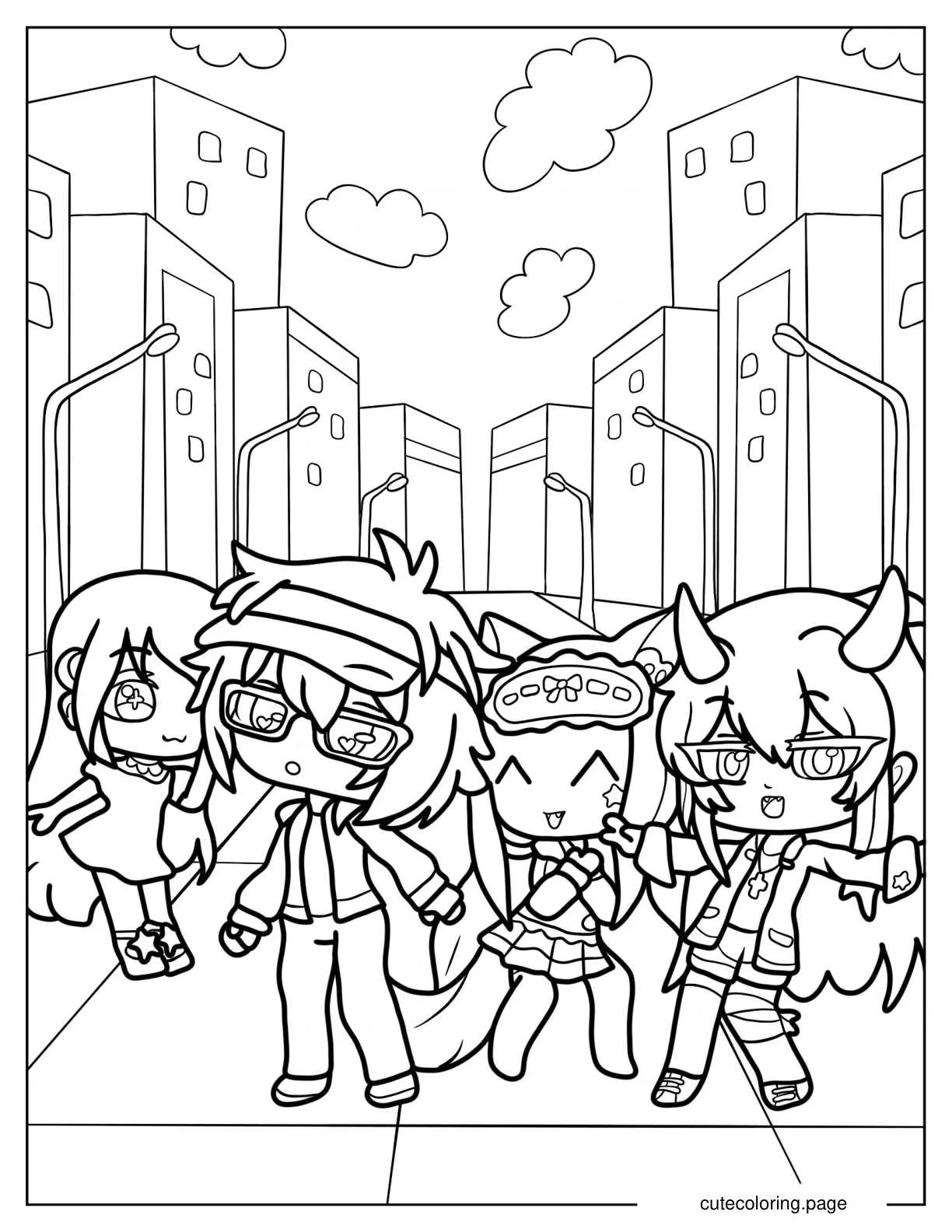 Gacha Life Luni RosyClozy Senpaibuns And Milyie coloring page