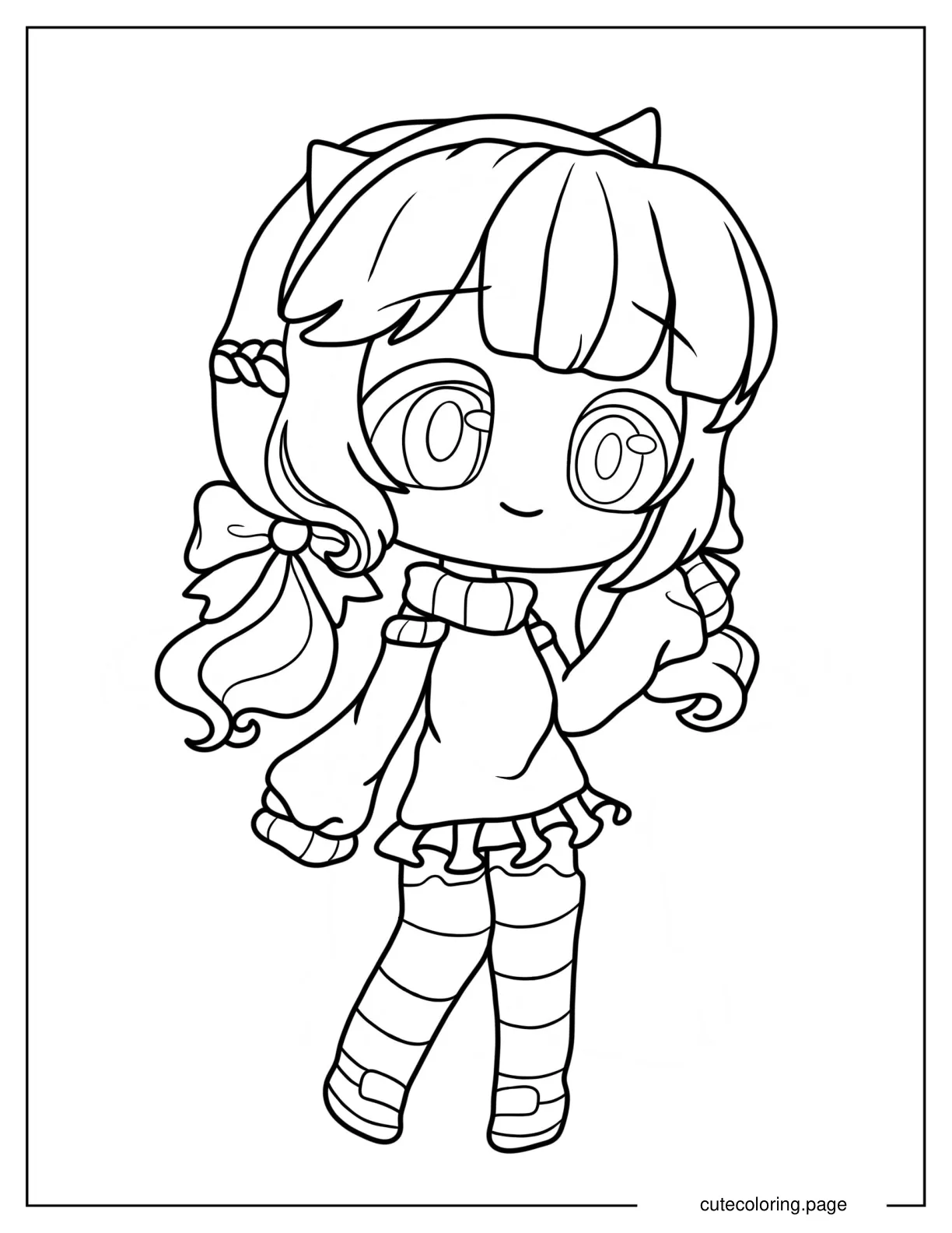 Simple Gacha Life Girl Waving Coloring Page coloring page