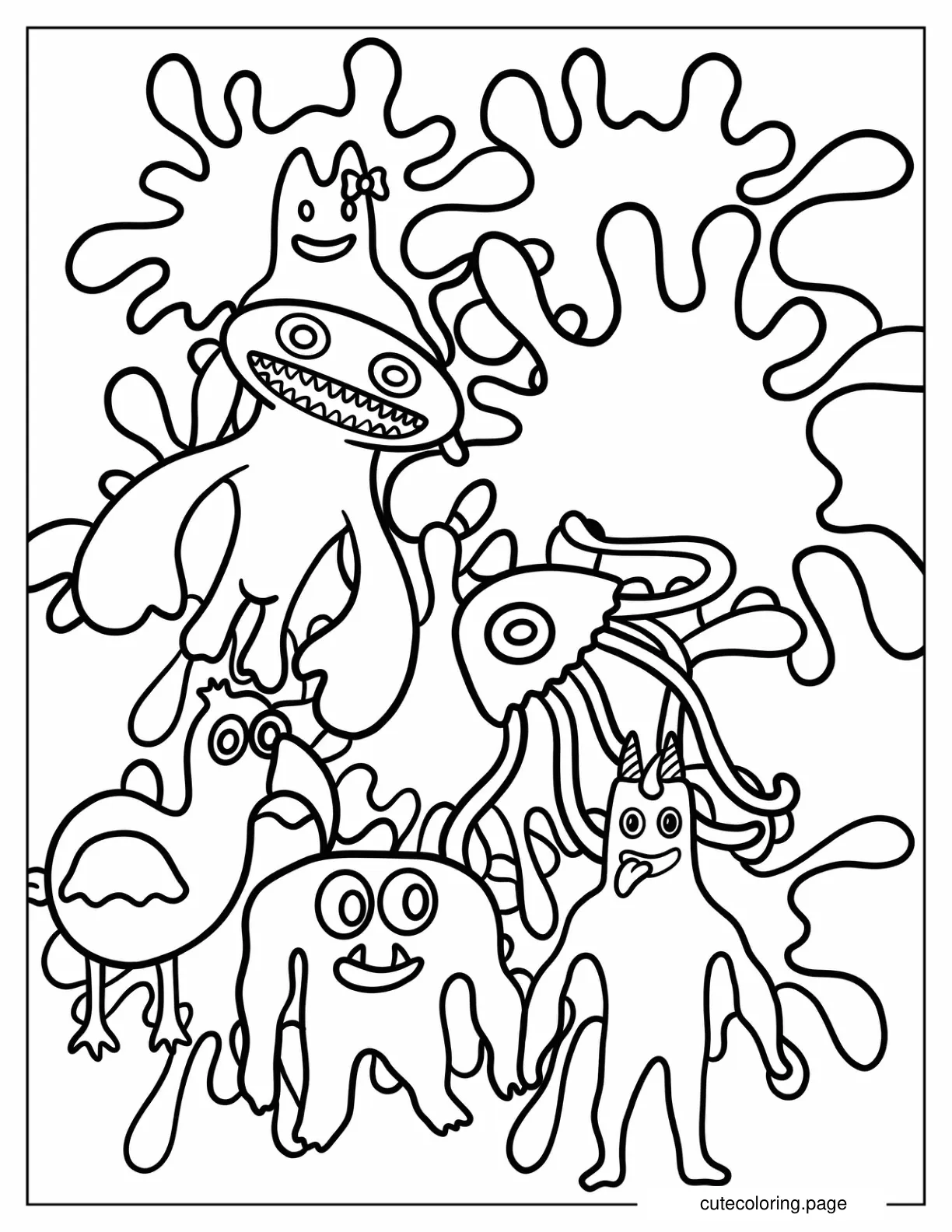 Garten Of Banban Cast Banbaleena Jumbo Josh Opila Bird Stinger Flynn And Captain Fiddles coloring page