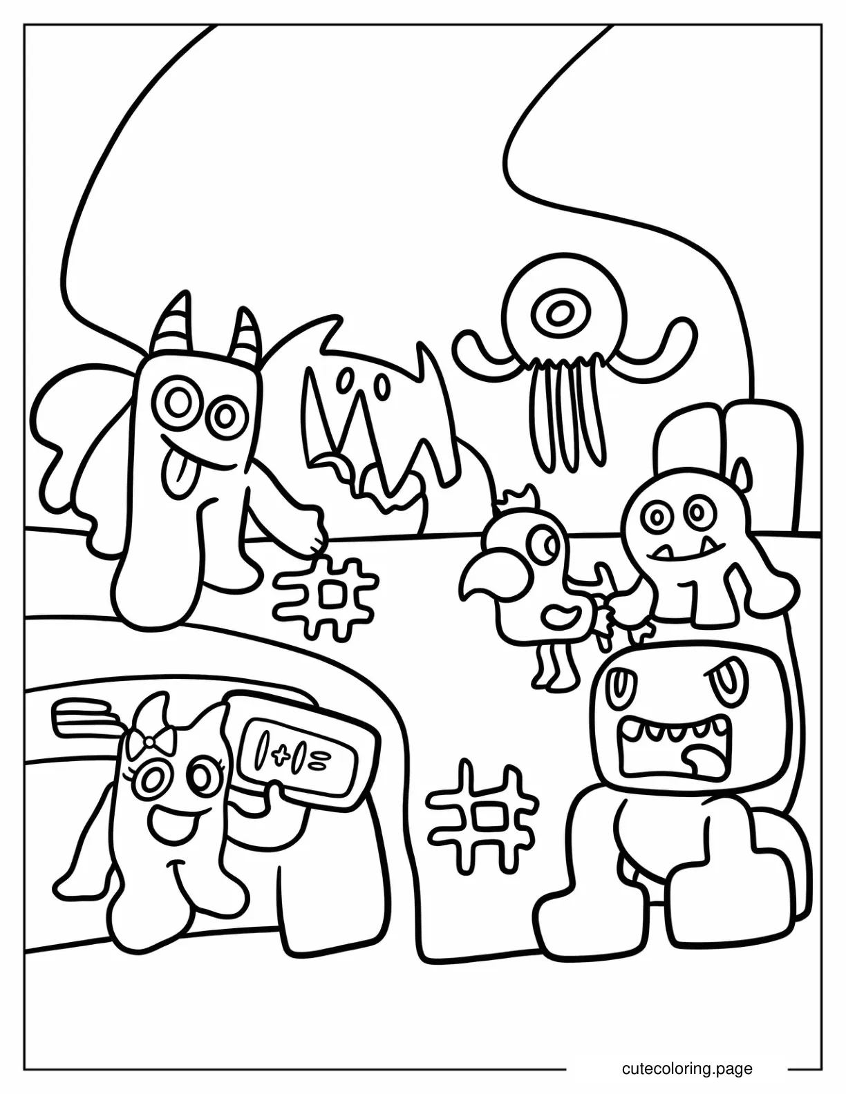 Garten Of Banban Chibi Characters Coloring Page For Kids coloring page