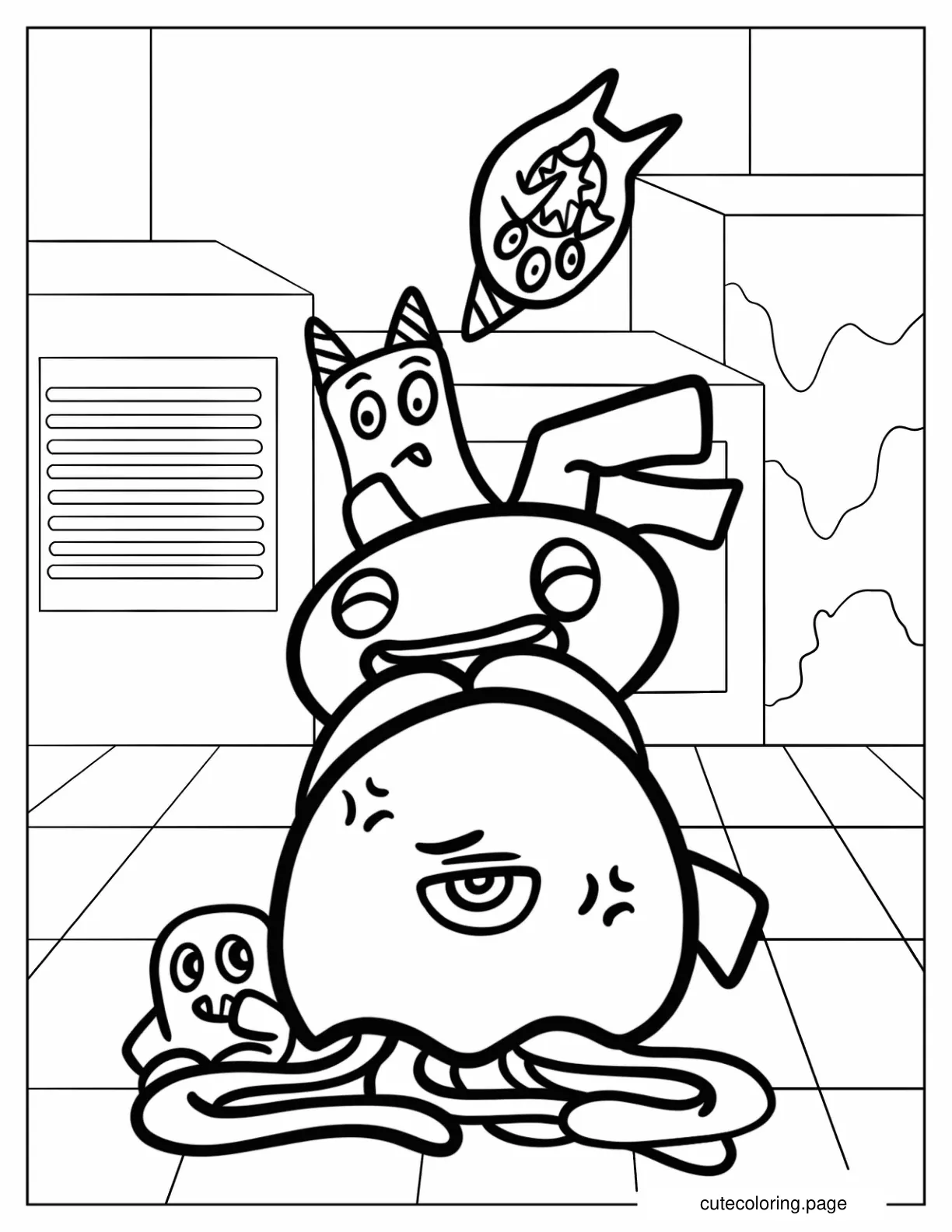 Garten Of Banban Stinger Flynn Captain Fiddles Jumbo Josh And Banban Playing Coloring Sheet coloring page