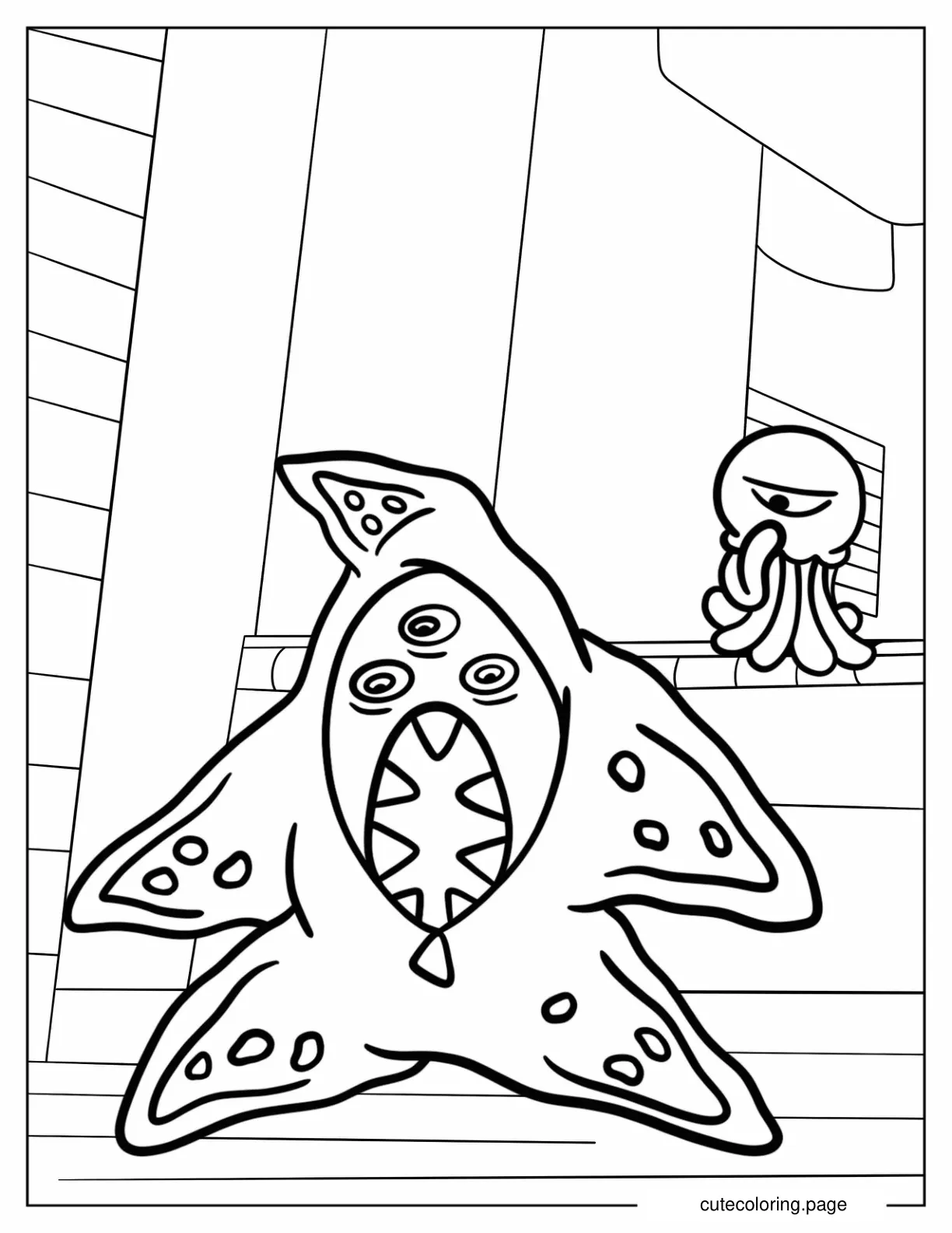 Nabnab In A Starfish Onesie With Stinger Flynn In The Back Coloring Sheet coloring page