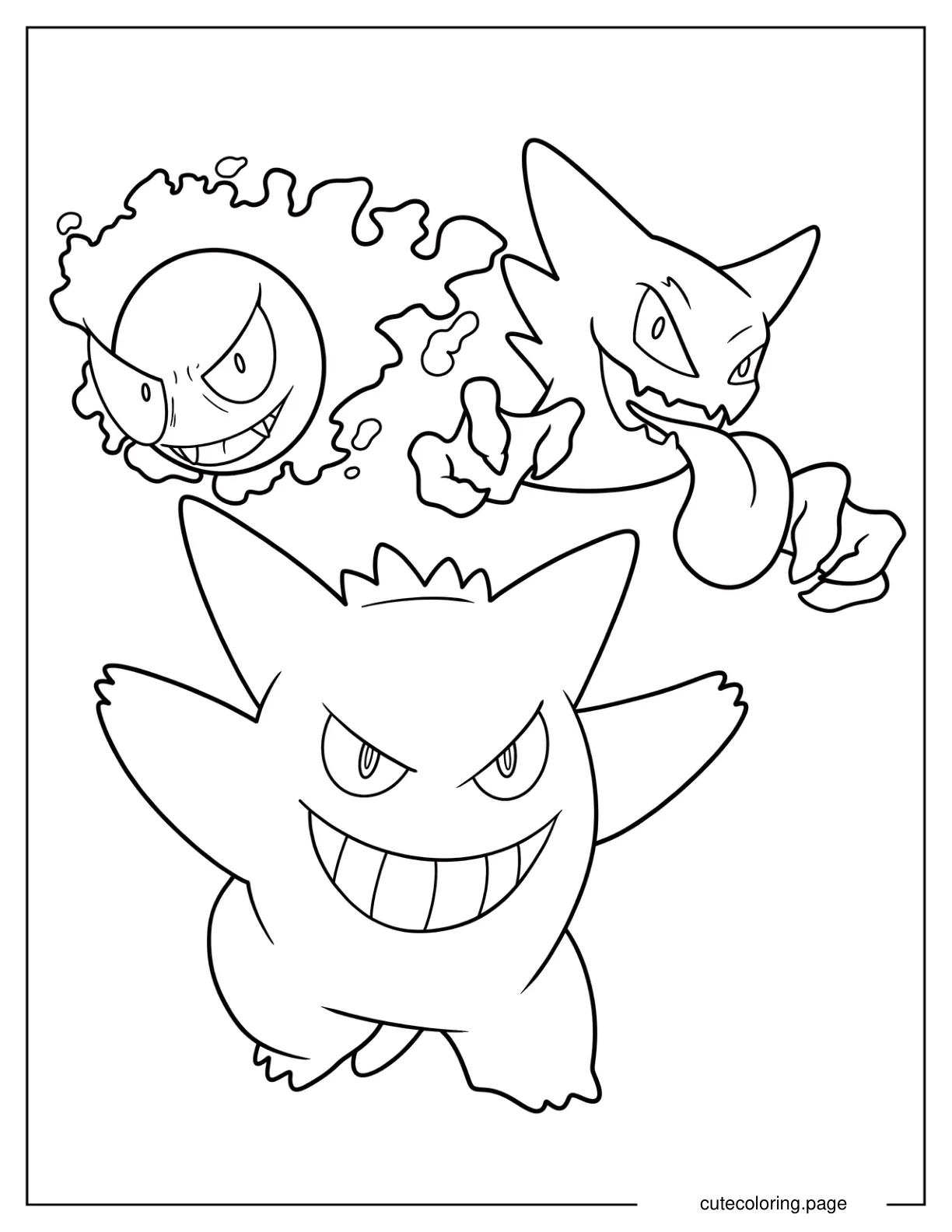 Gastly Haunter And Gengar Coloring Page For Kids coloring page