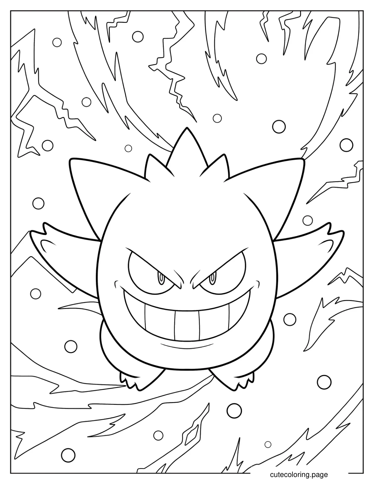 Gengar With Evil Smile Coloring Sheet coloring page