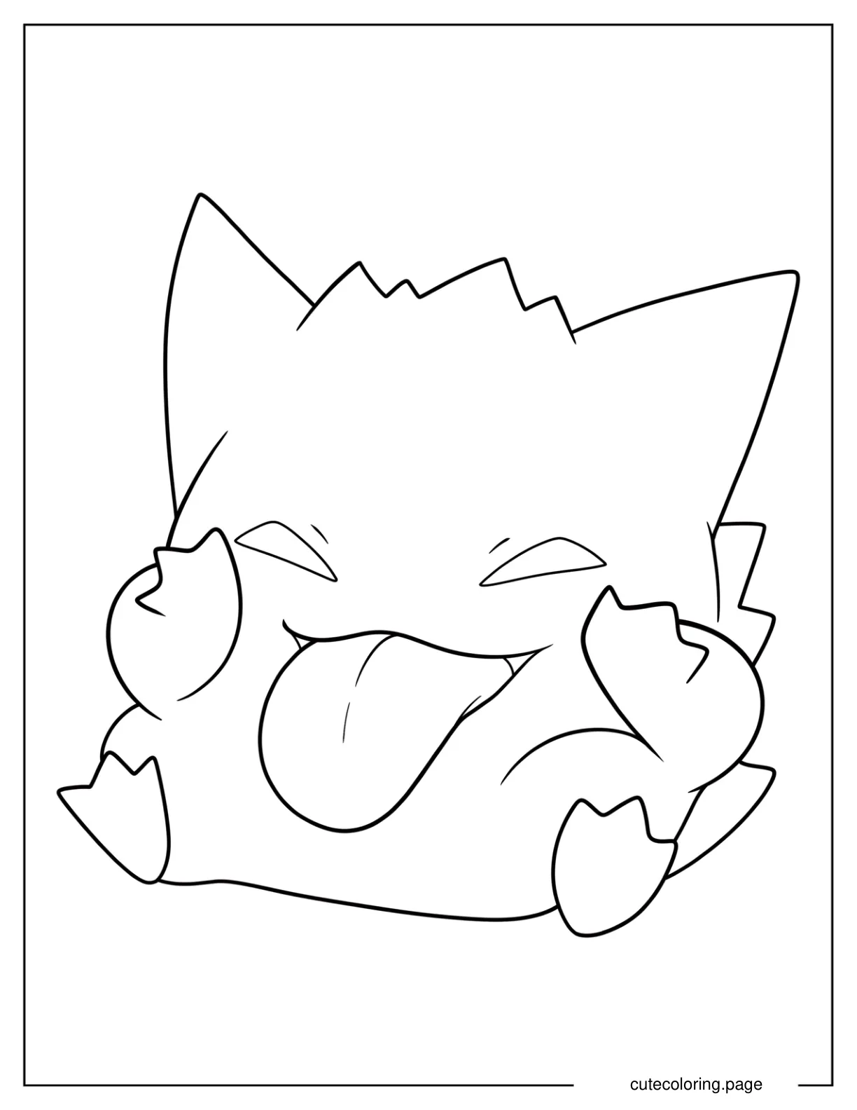 Kawaii Gengar With Tongue Out Coloring Sheet For Preschoolers coloring page