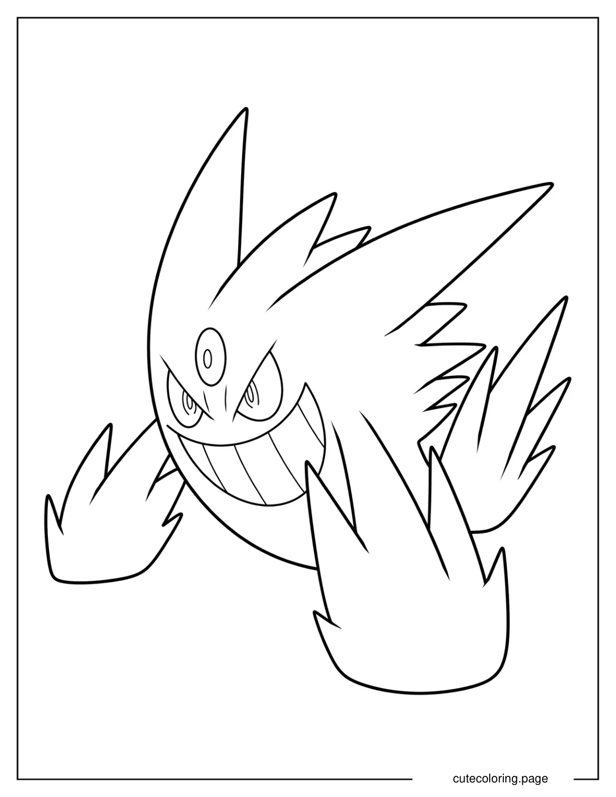 Mega Gengar Flying Coloring Page coloring page