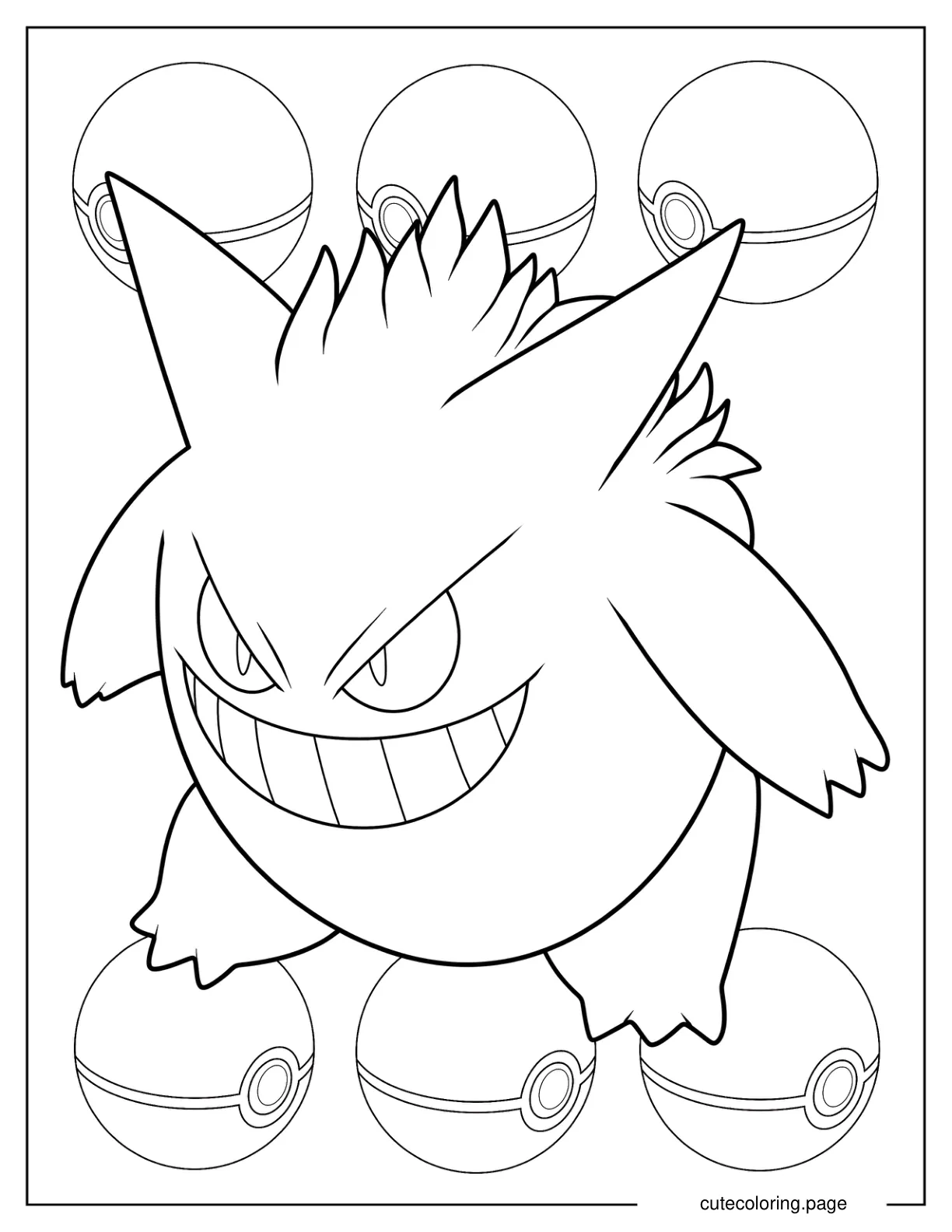 Scary Gengar Outline Coloring Sheet coloring page