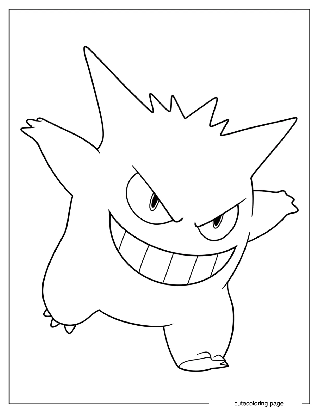 Simple Gengar Coloring Sheet For Preschoolers coloring page