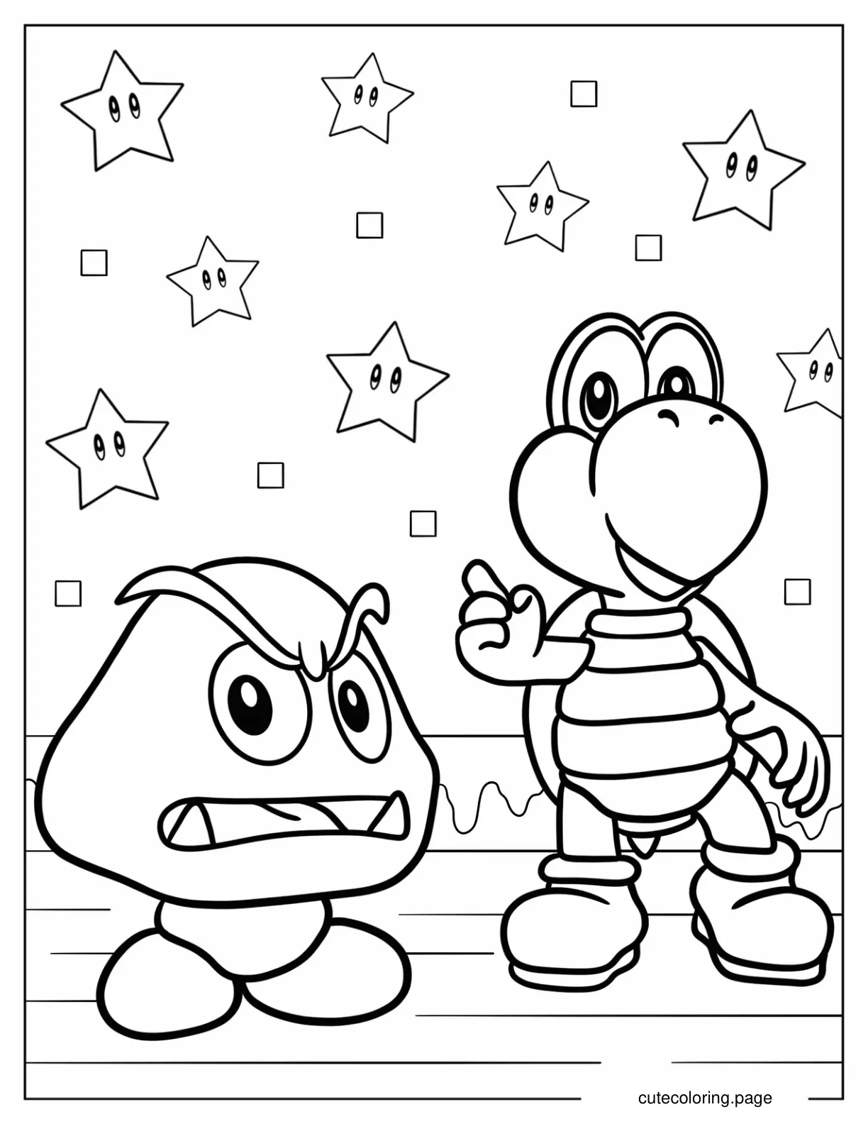 Goomba With Yoshi Coloring Page coloring page