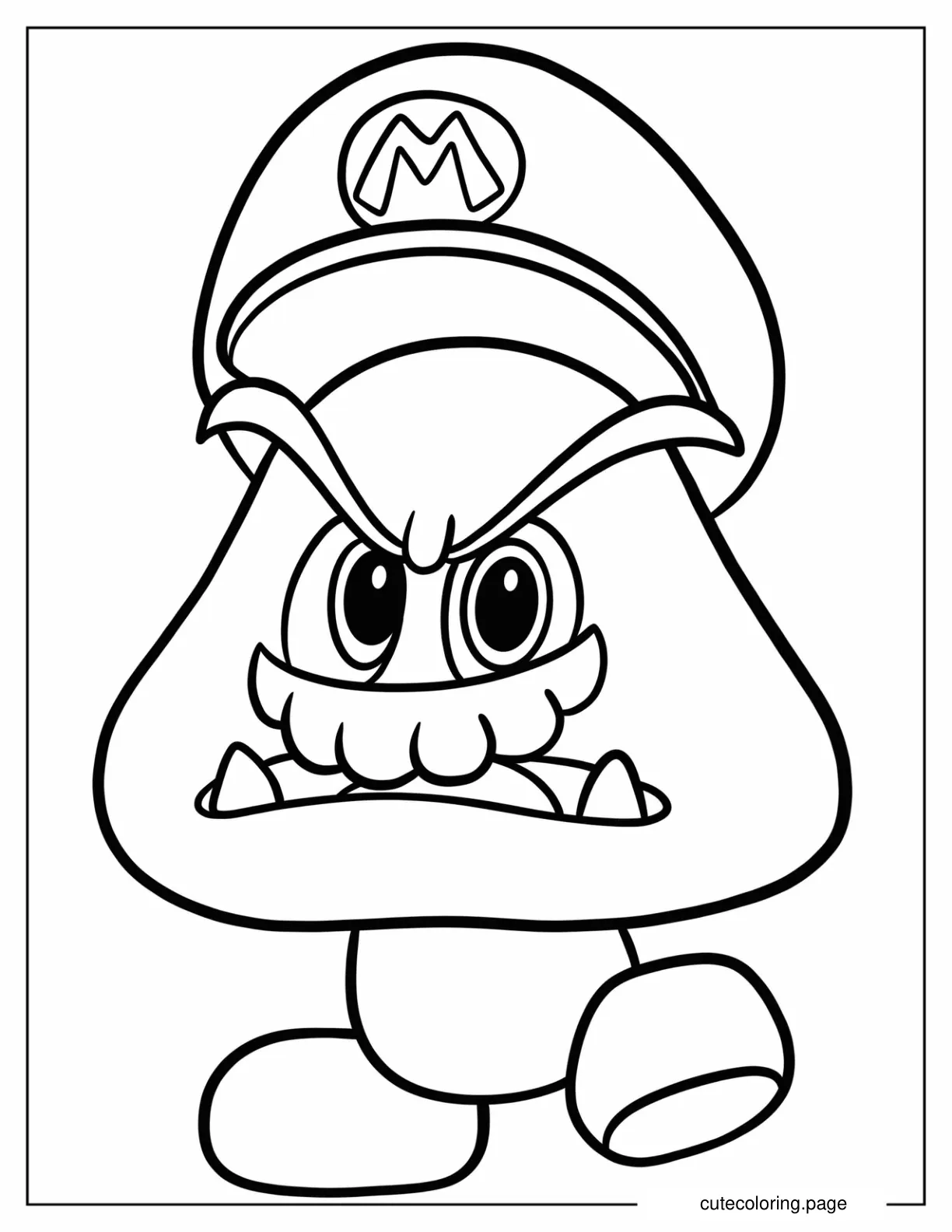 Mario Goomba With Hat And Mustache coloring page