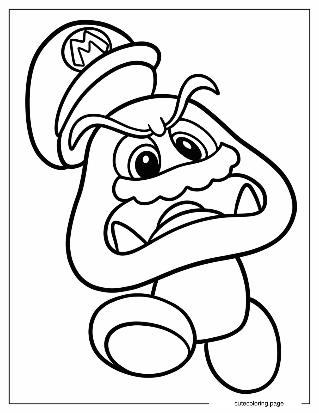 Simple Mario Goomba Outline Coloring Page For Kids coloring page