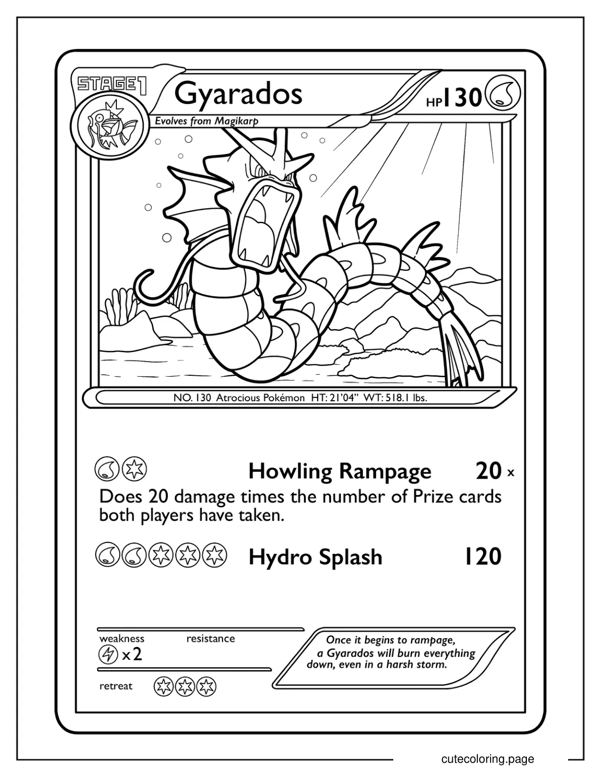 Gyarados Howling Rampage Pokemon Card coloring page