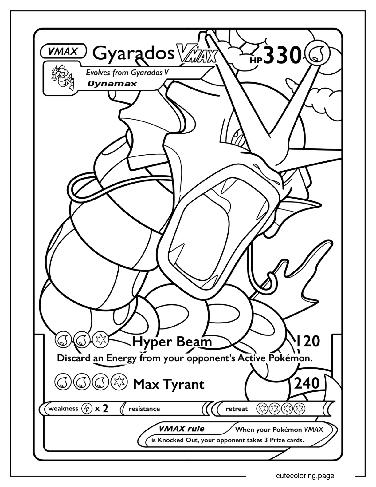 Gyarados Hyper Beam Pokemon Card coloring page