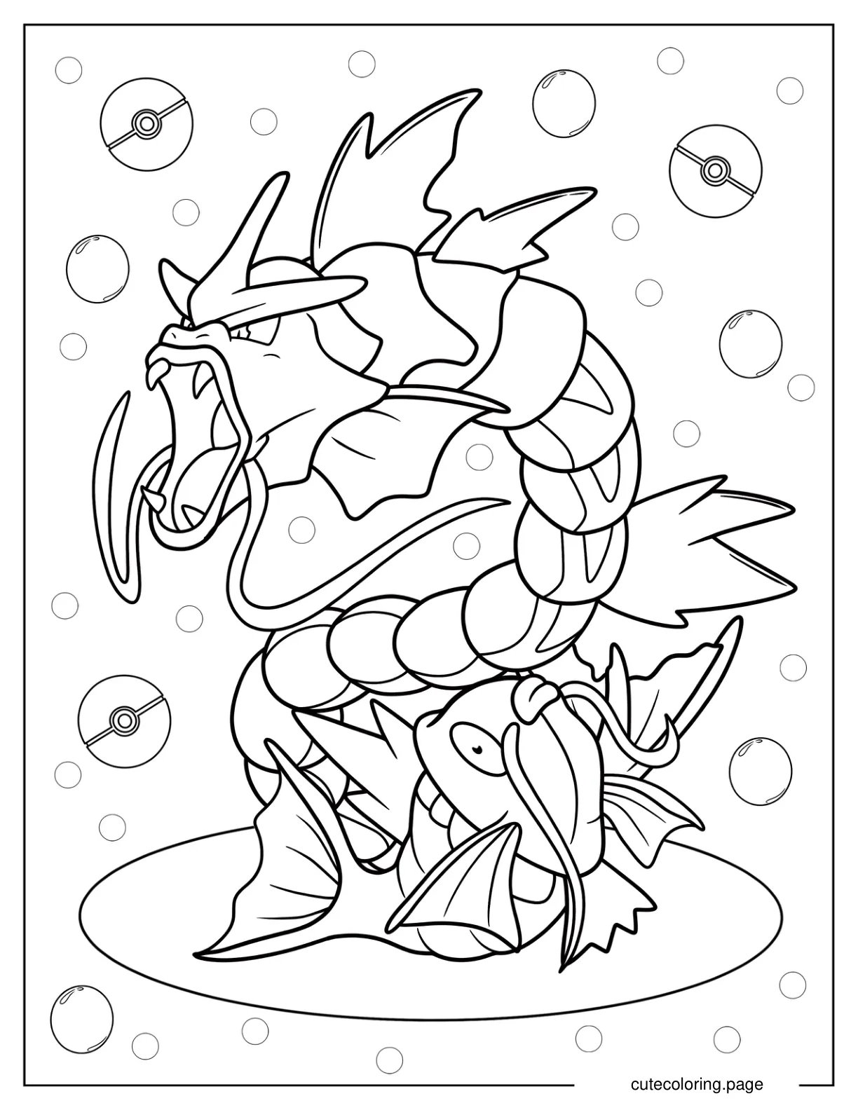 Magikarp With Gyarados Coloring Page coloring page