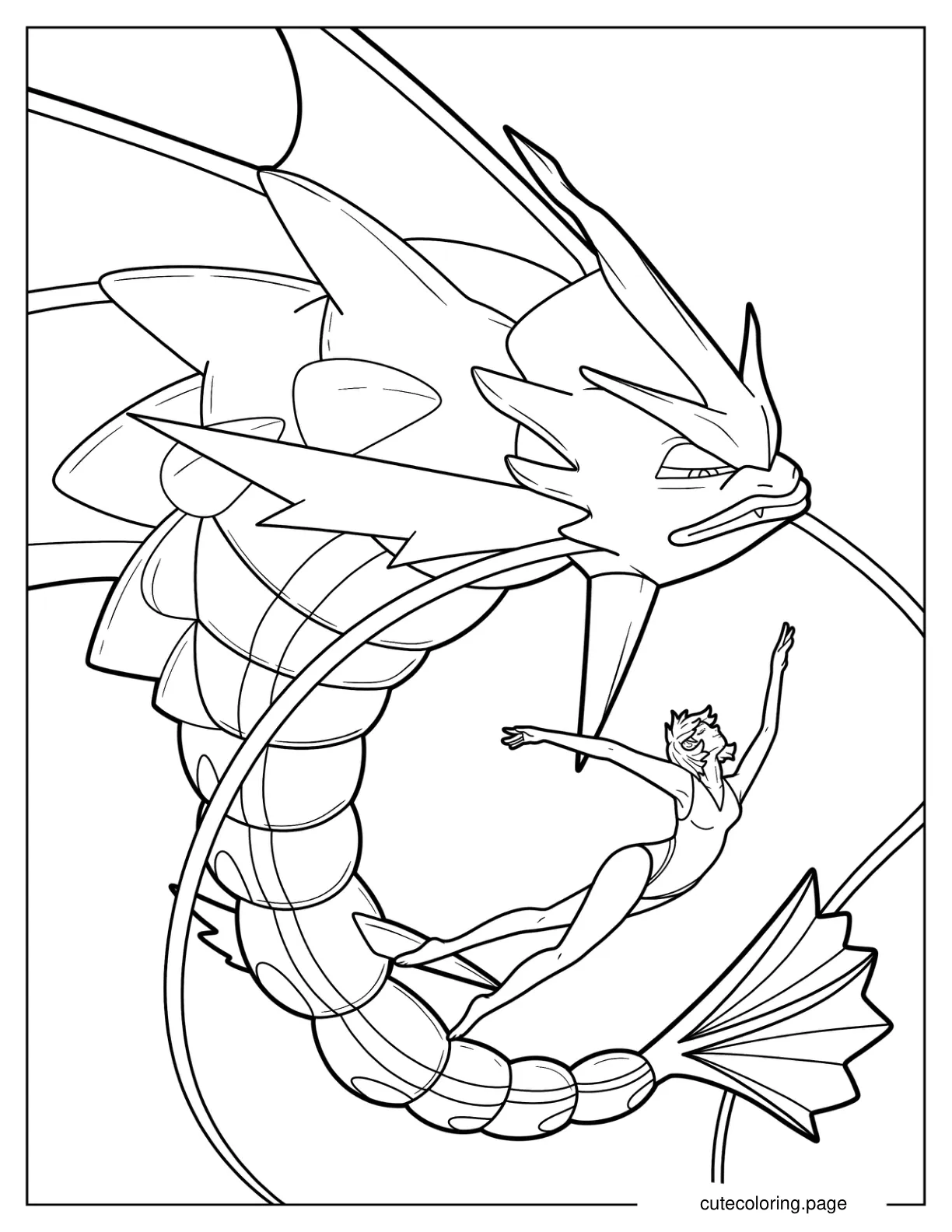 Misty Swimming With Gyarados Coloring Page For Kids coloring page