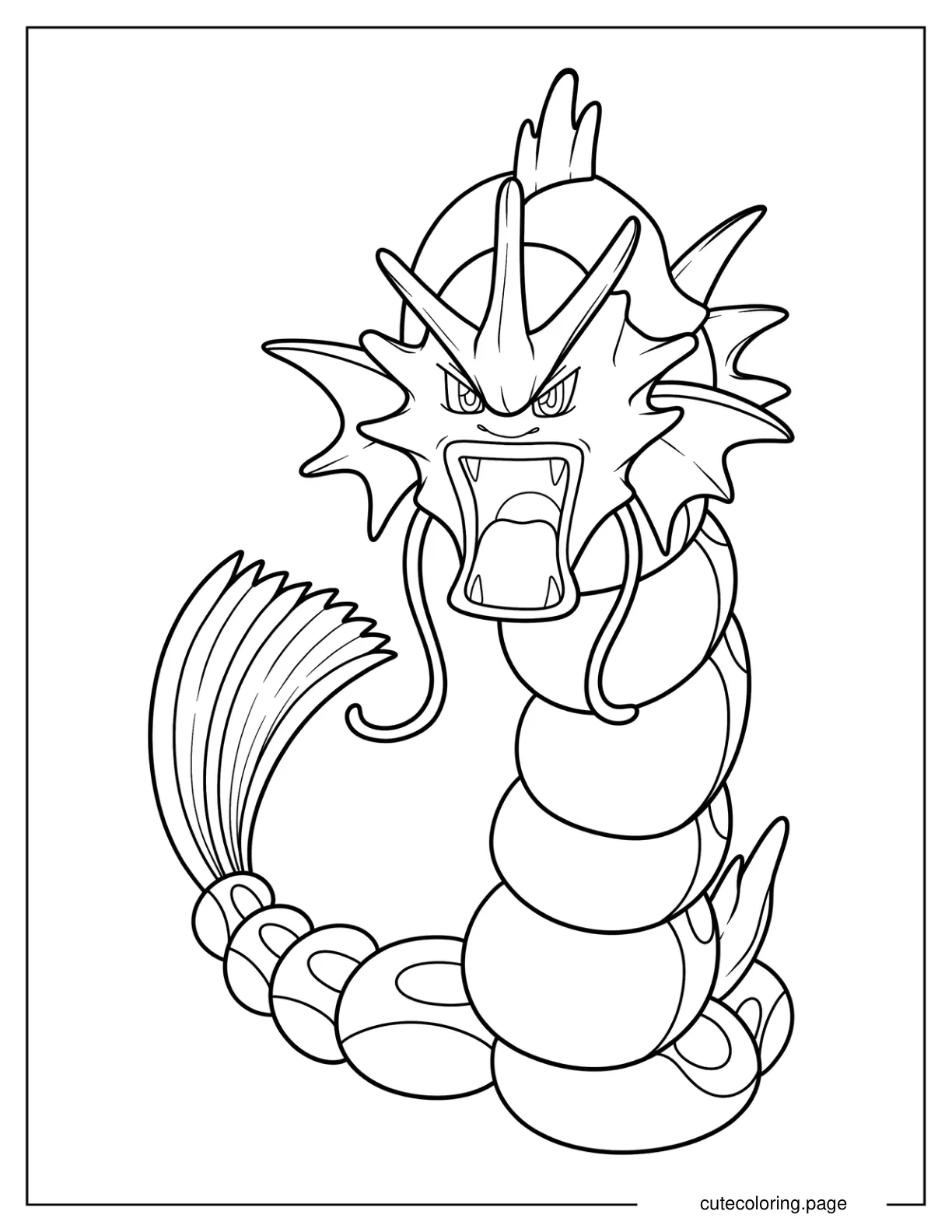 Simple Outline Of Gyarados Coloring Page For Kids coloring page