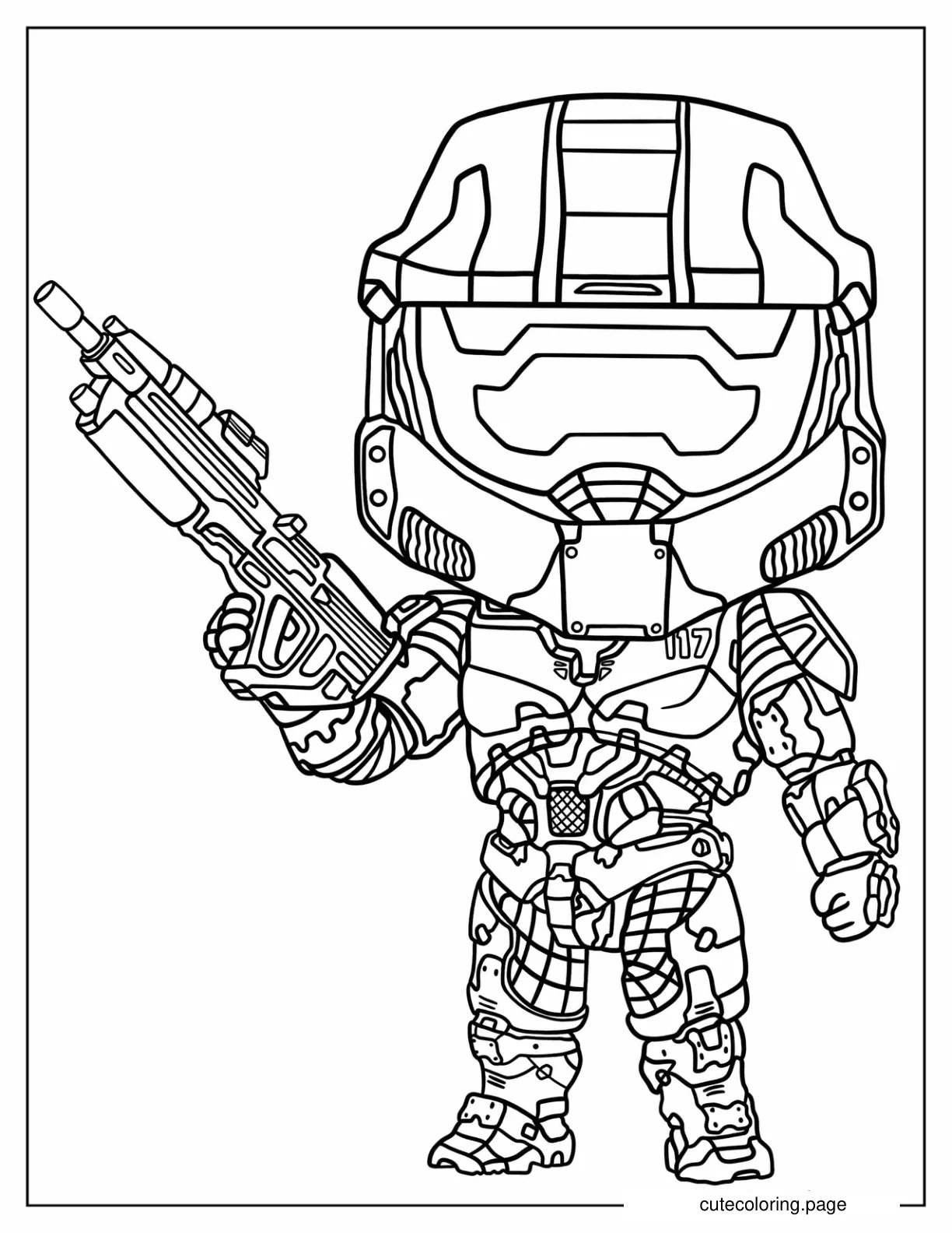 Chibi Halo Master Chief Coloring Page For Kids coloring page