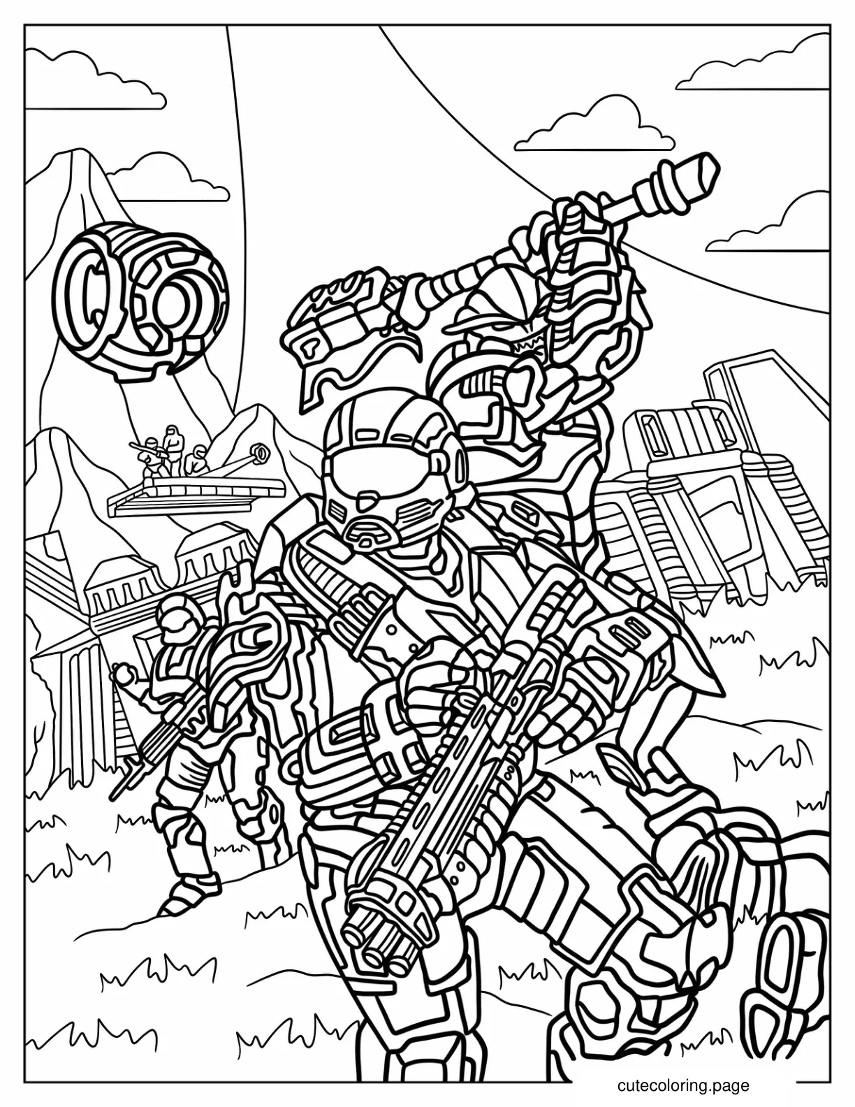 Halo Infinite Forge Master Chief John 117 In Battle coloring page