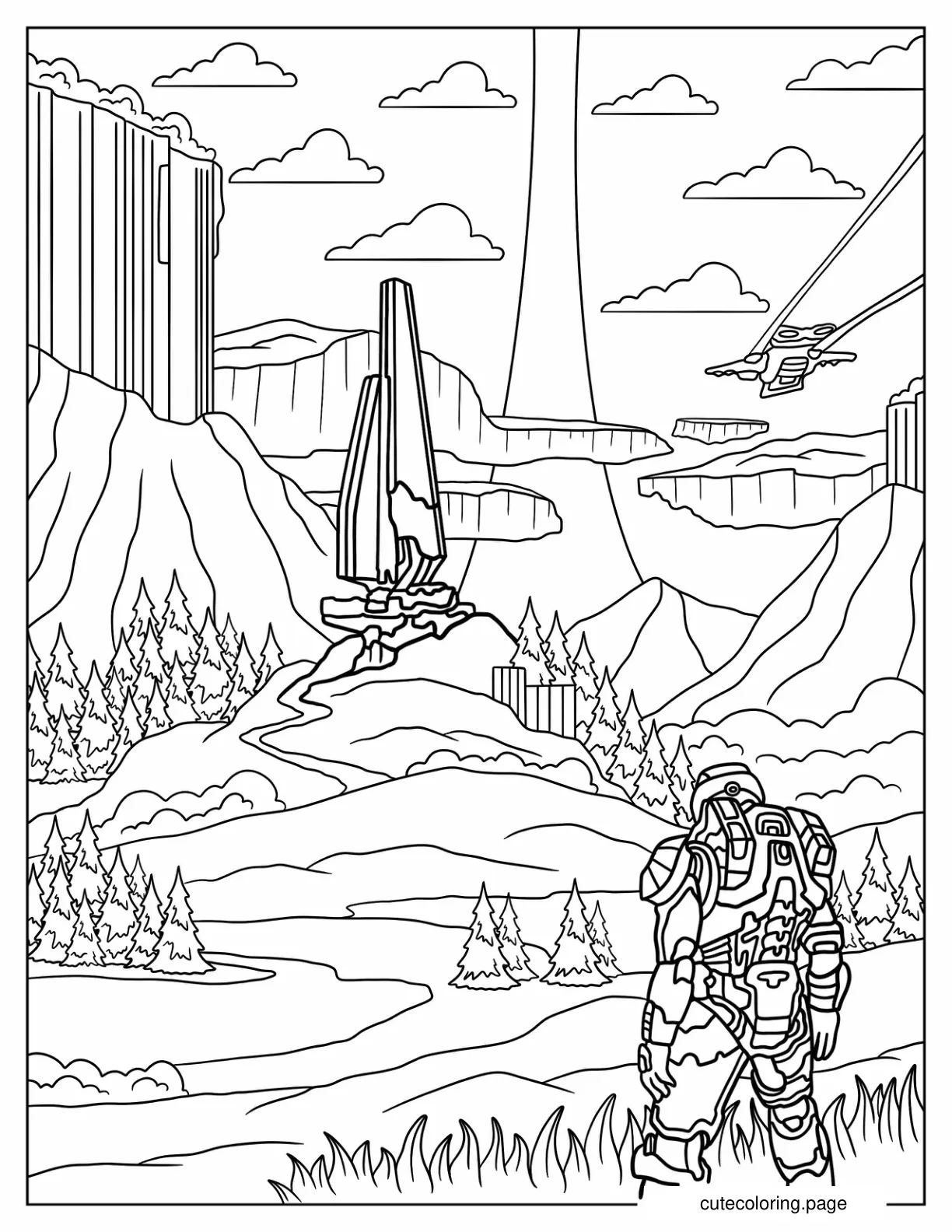 Halo Infinite Master Chief Valley Coloring Page coloring page