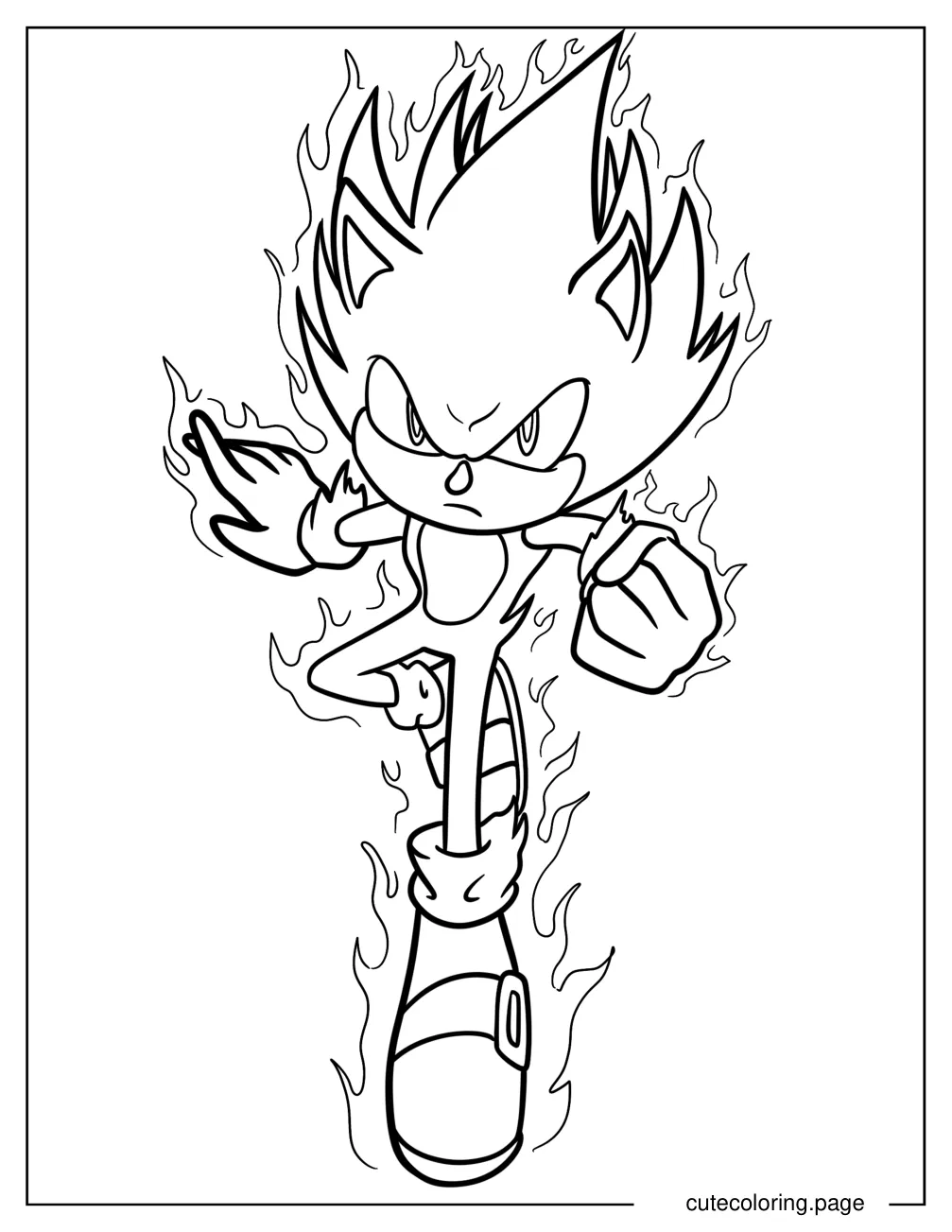 Angry Super Sonic Coloring Page For Kids coloring page