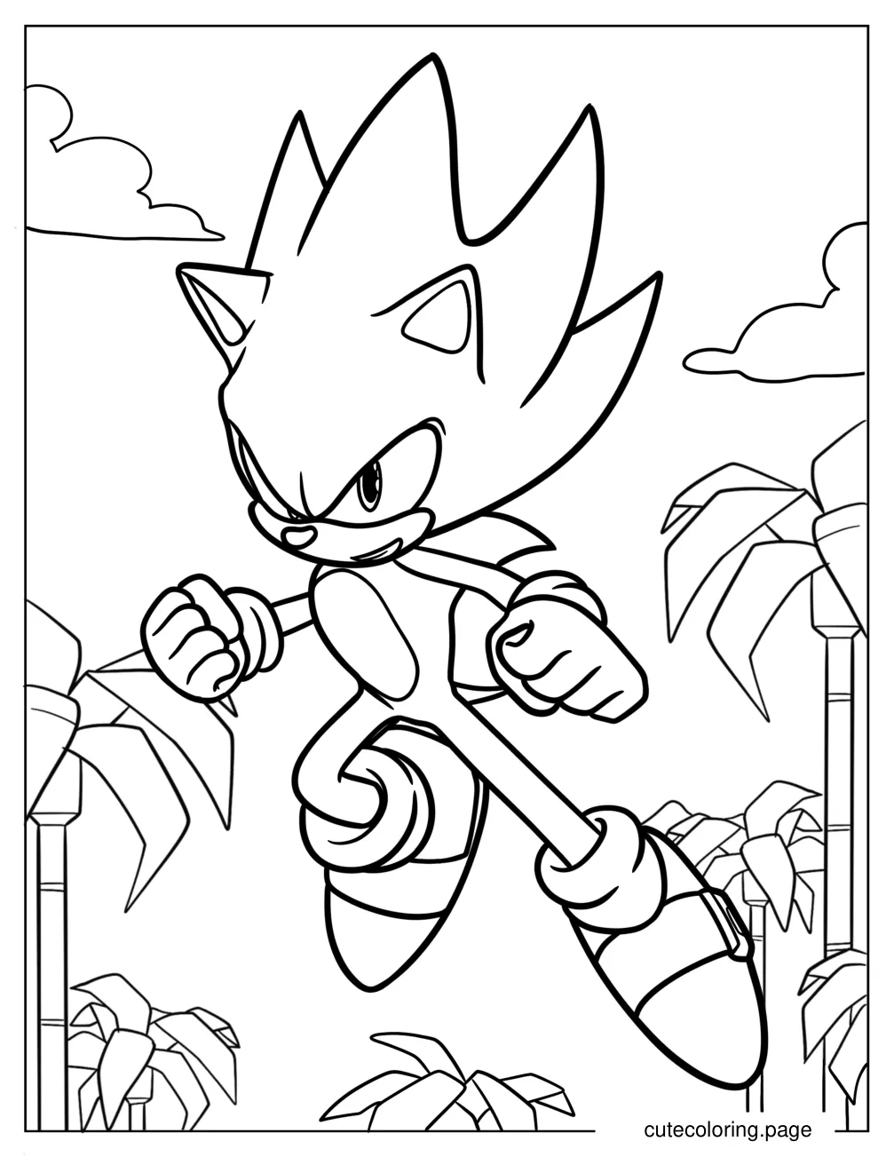 Easy Hyper Sonic Coloring Page For Kids coloring page