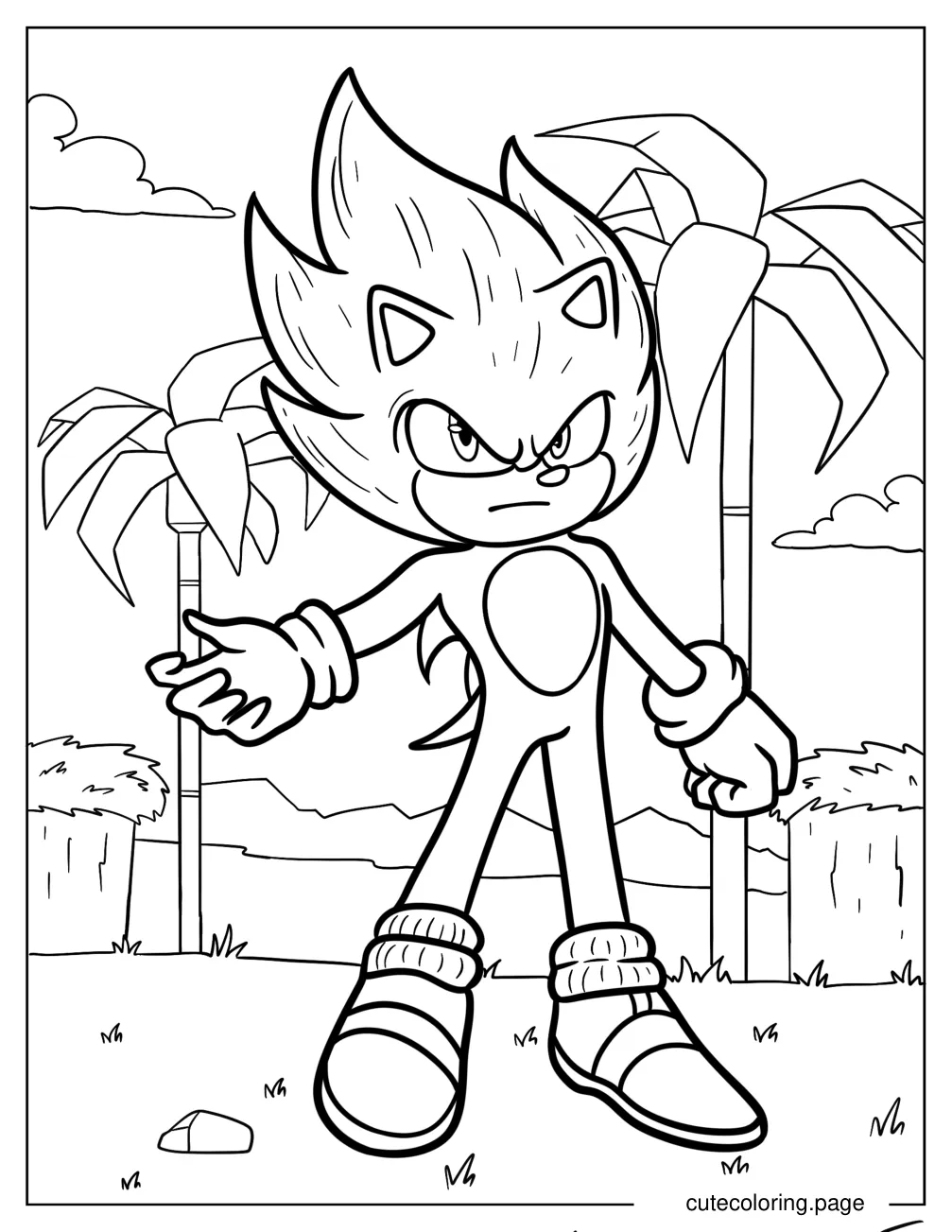 Hyper Sonic In Angel Island Coloring Page coloring page