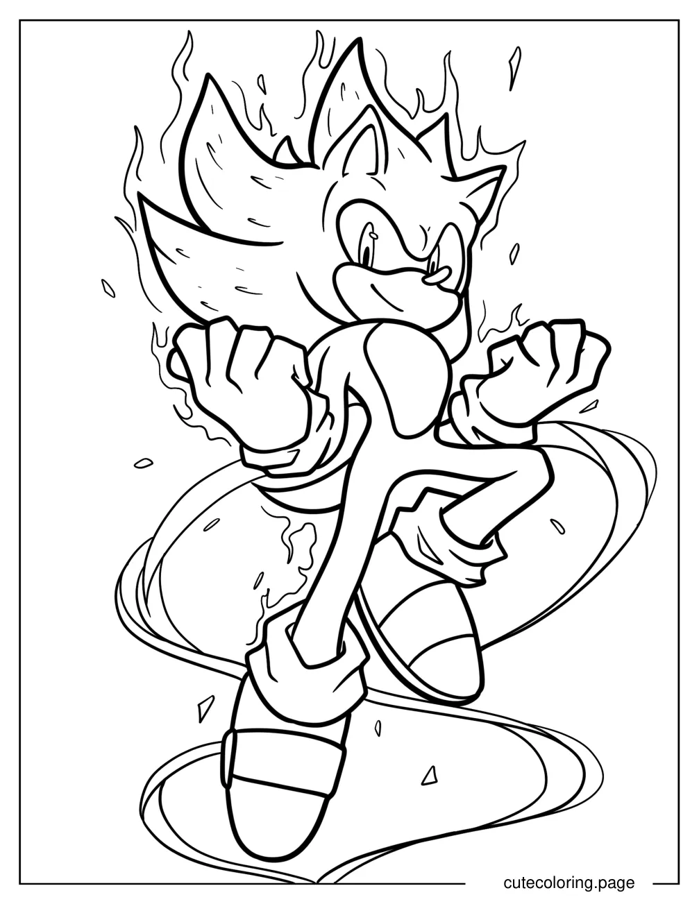 Hyper Sonic Power Up Coloring Sheet coloring page