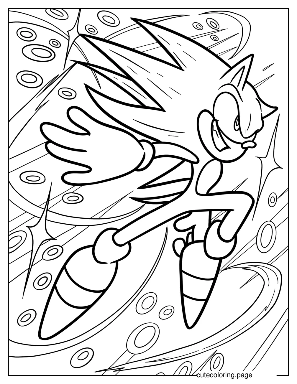 Hyper Sonic Running At Full Speed coloring page