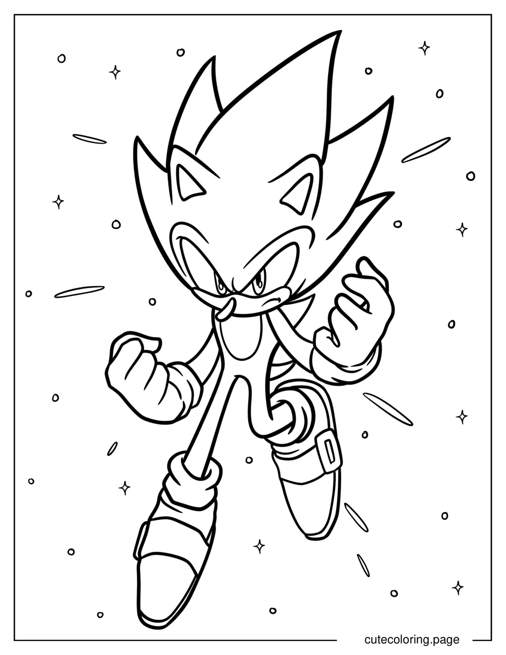 Simple Hyper Sonic Coloring Page For Kids coloring page