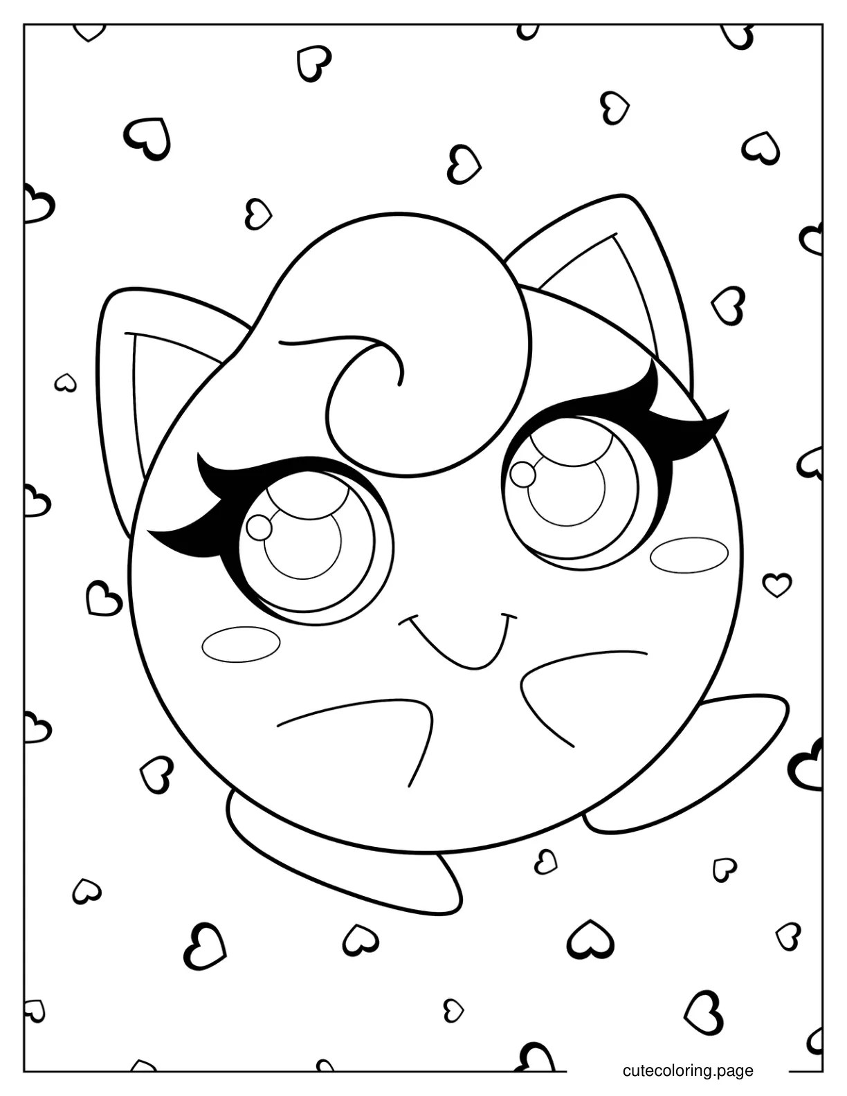 Cute Jigglypuff with Long Lashes Coloring Sheet For Preschoolers coloring page