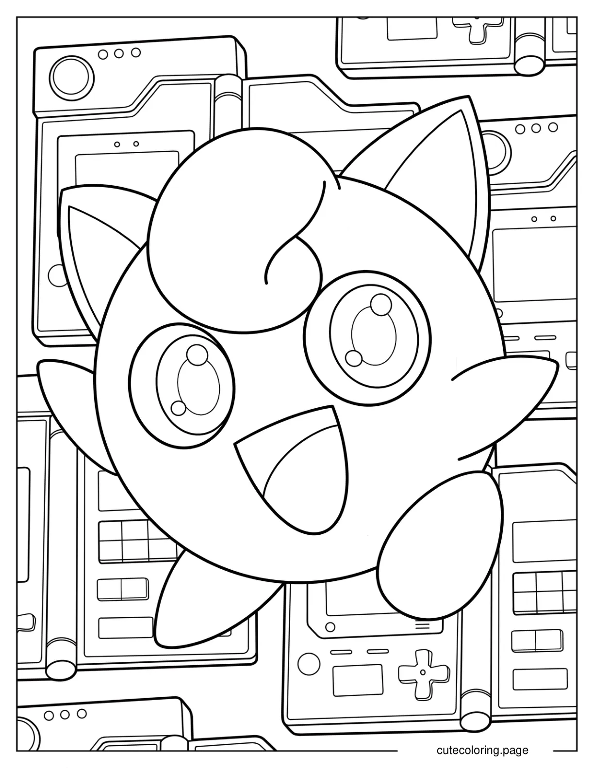 Happy Jigglypuff Bouncing In The Air Coloring Sheet coloring page