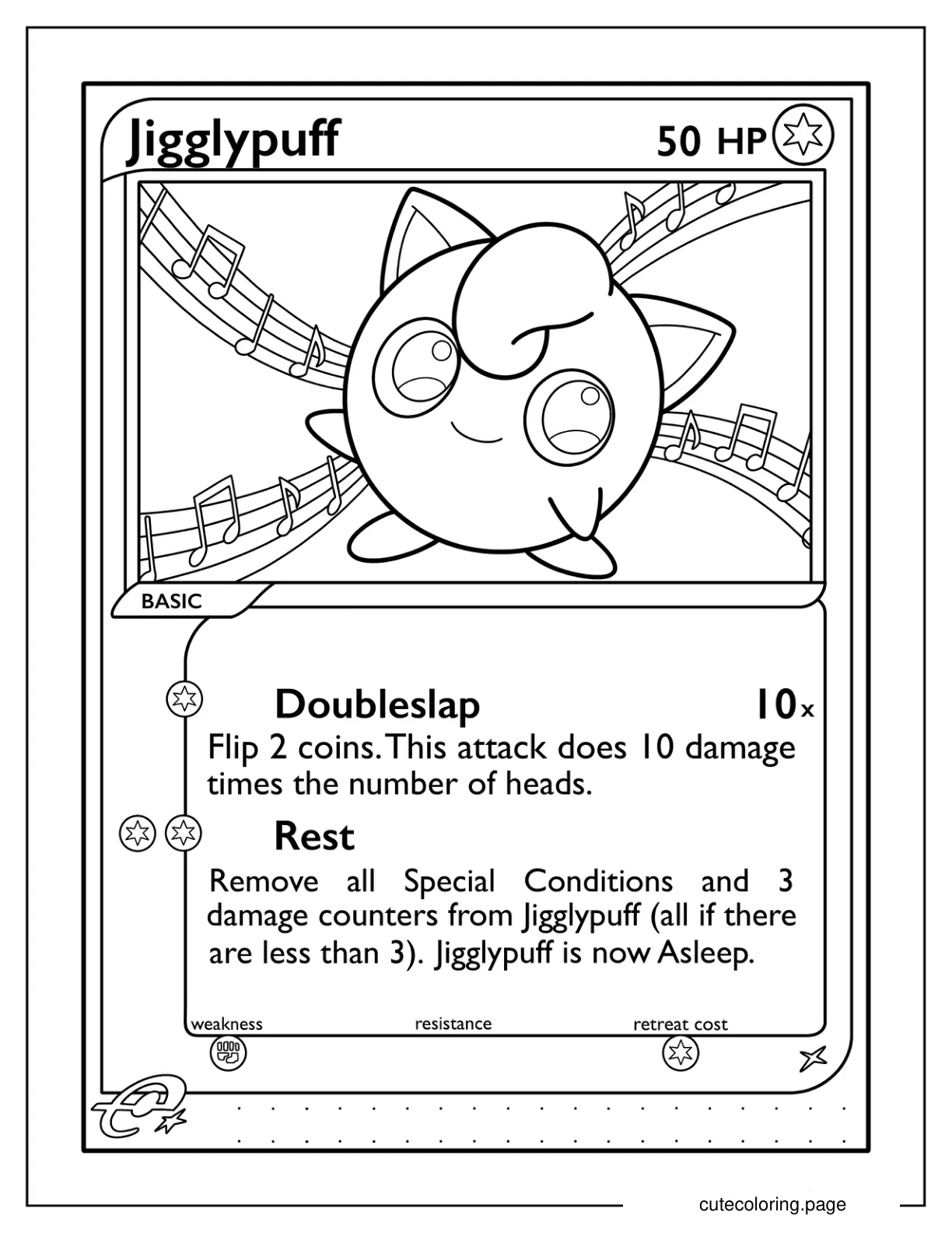 Jigglypuff Double Slap Pokemon Card coloring page