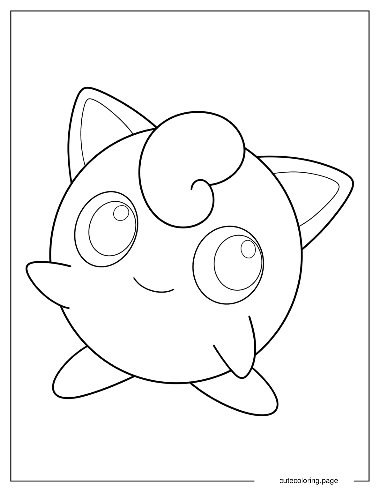 Jigglypuff Waving Coloring Page For Preschoolers coloring page