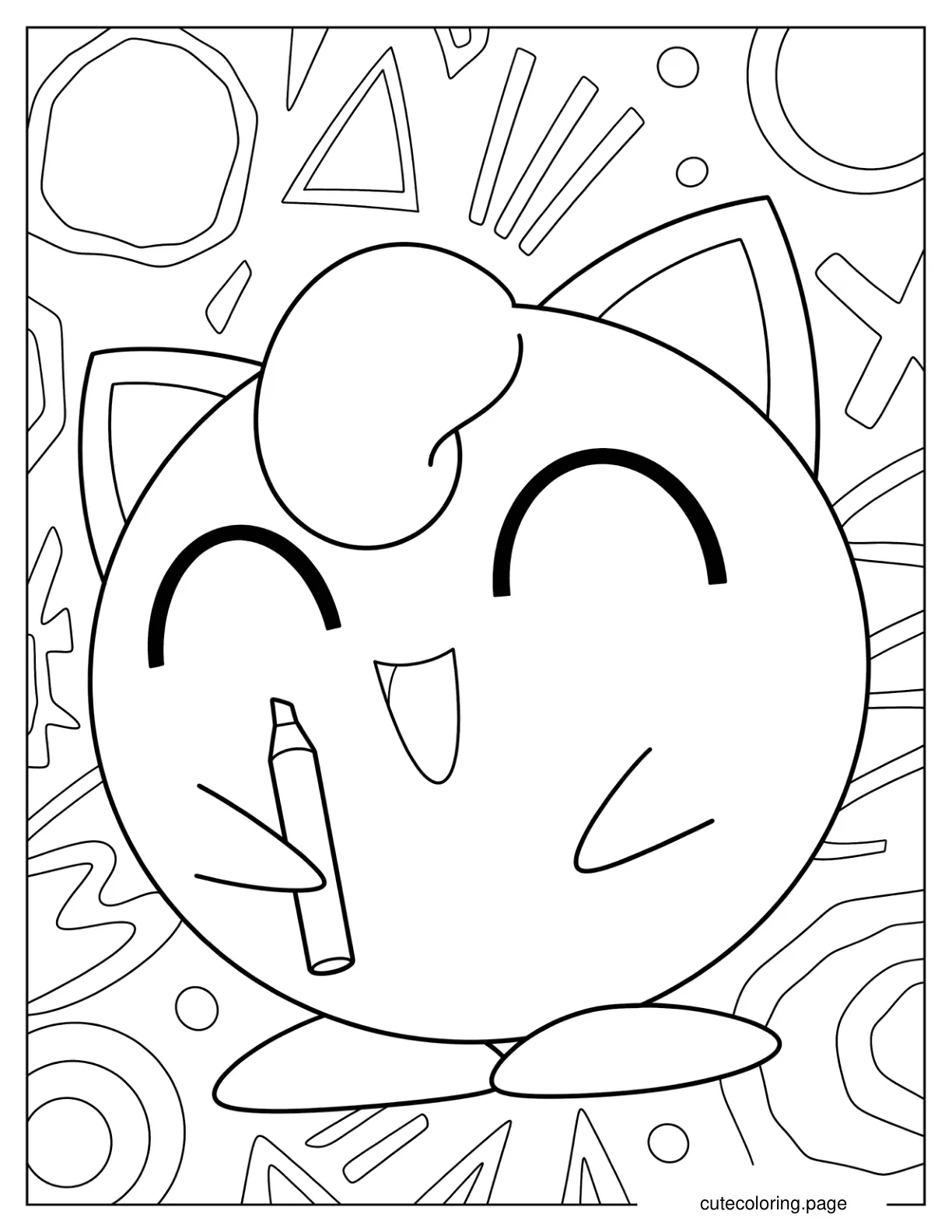 Laughing Jigglypuff Holding Up Marker Coloring Sheet coloring page