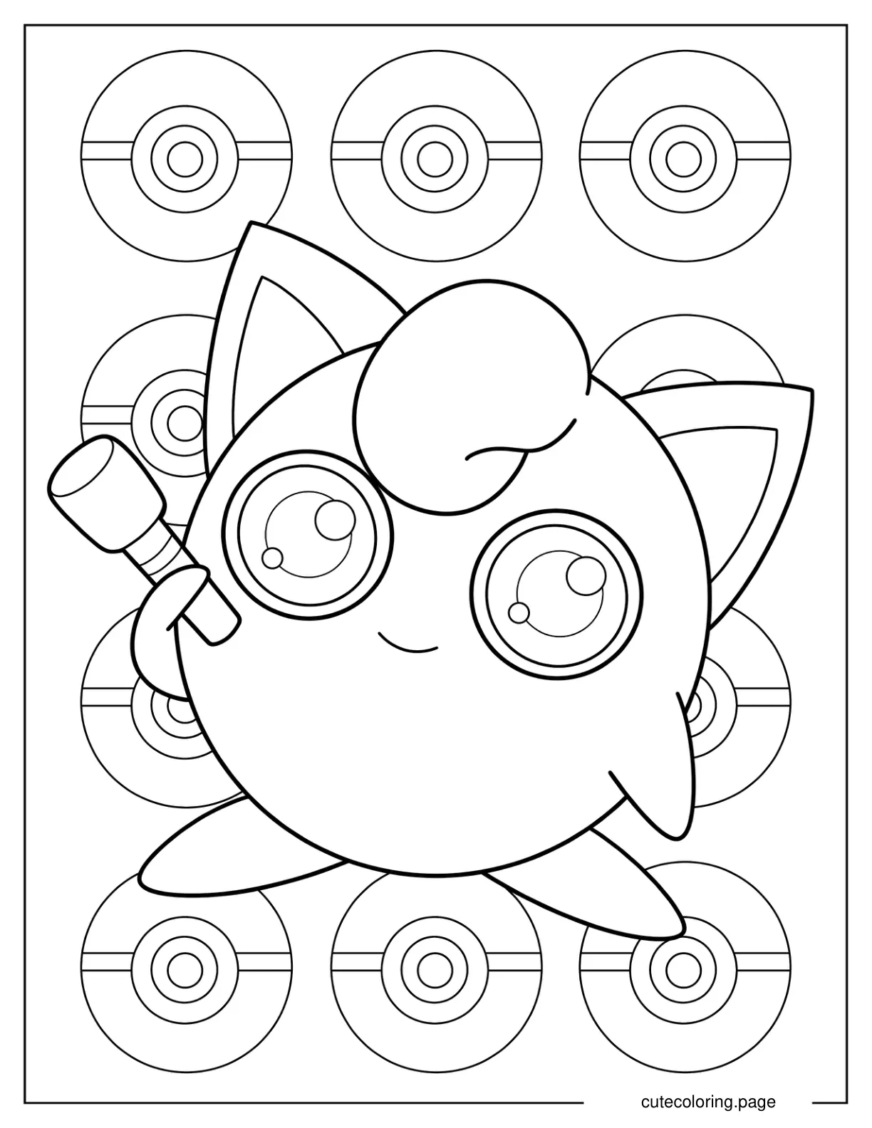 Smiling Jigglypuff With Mic Coloring Page coloring page