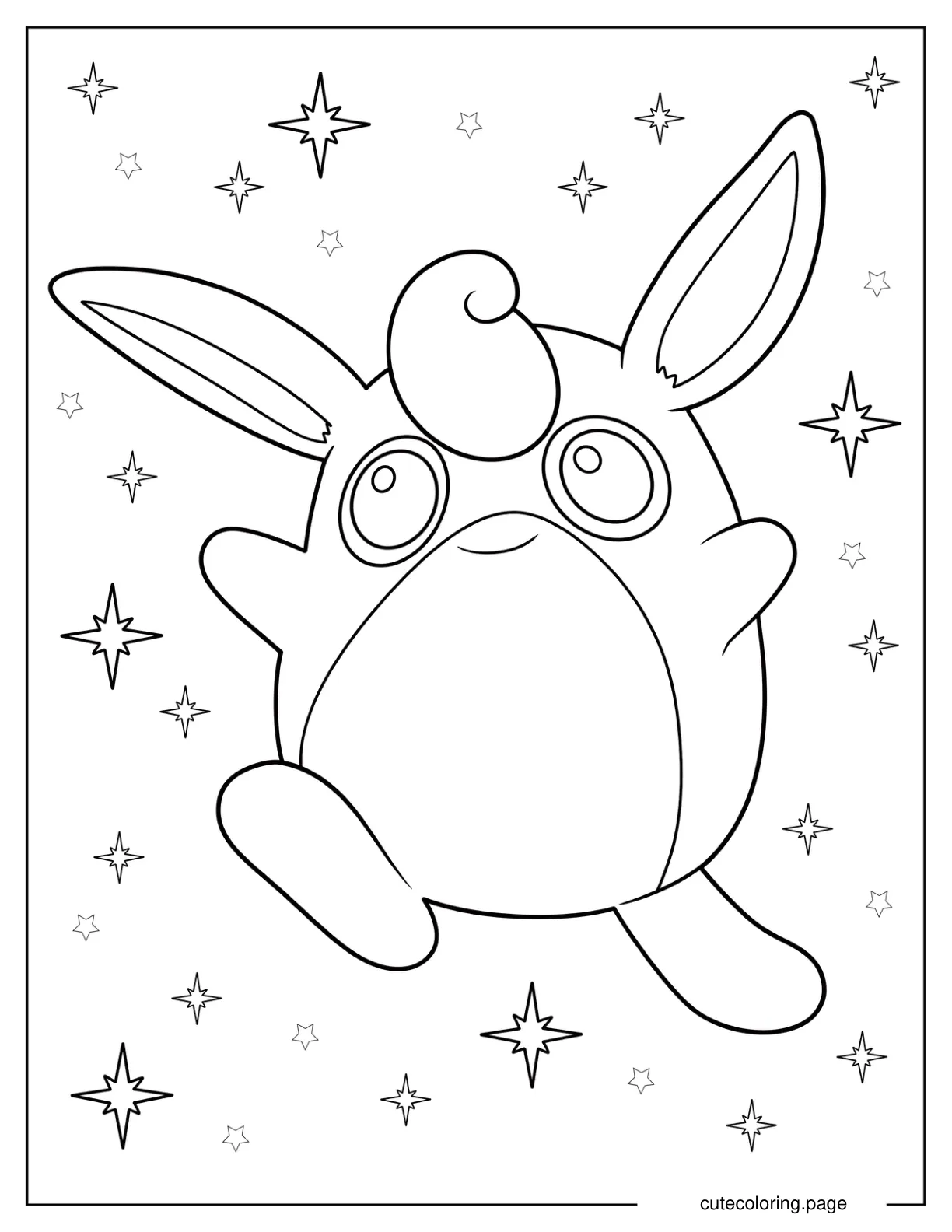 Wigglytuff Walking With Stars In Background Coloring Page coloring page