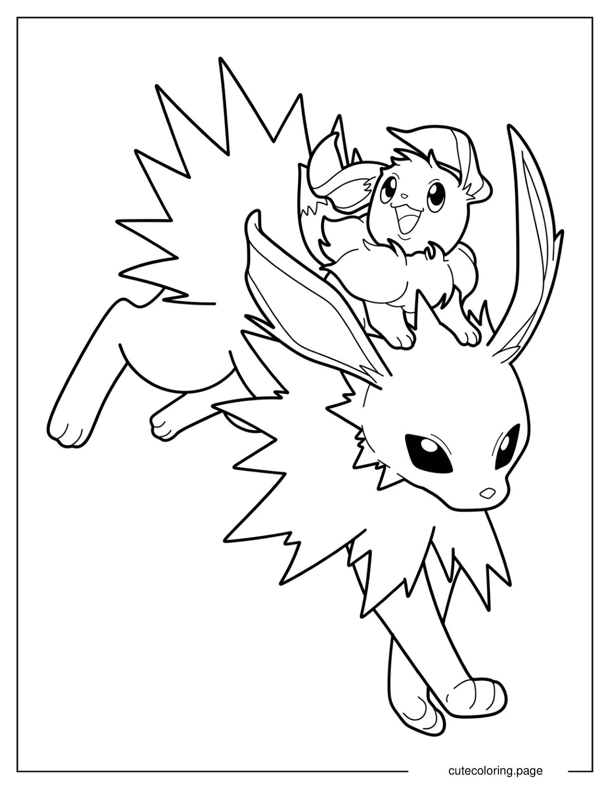 Eevee Riding On Jolteon_s Back coloring page